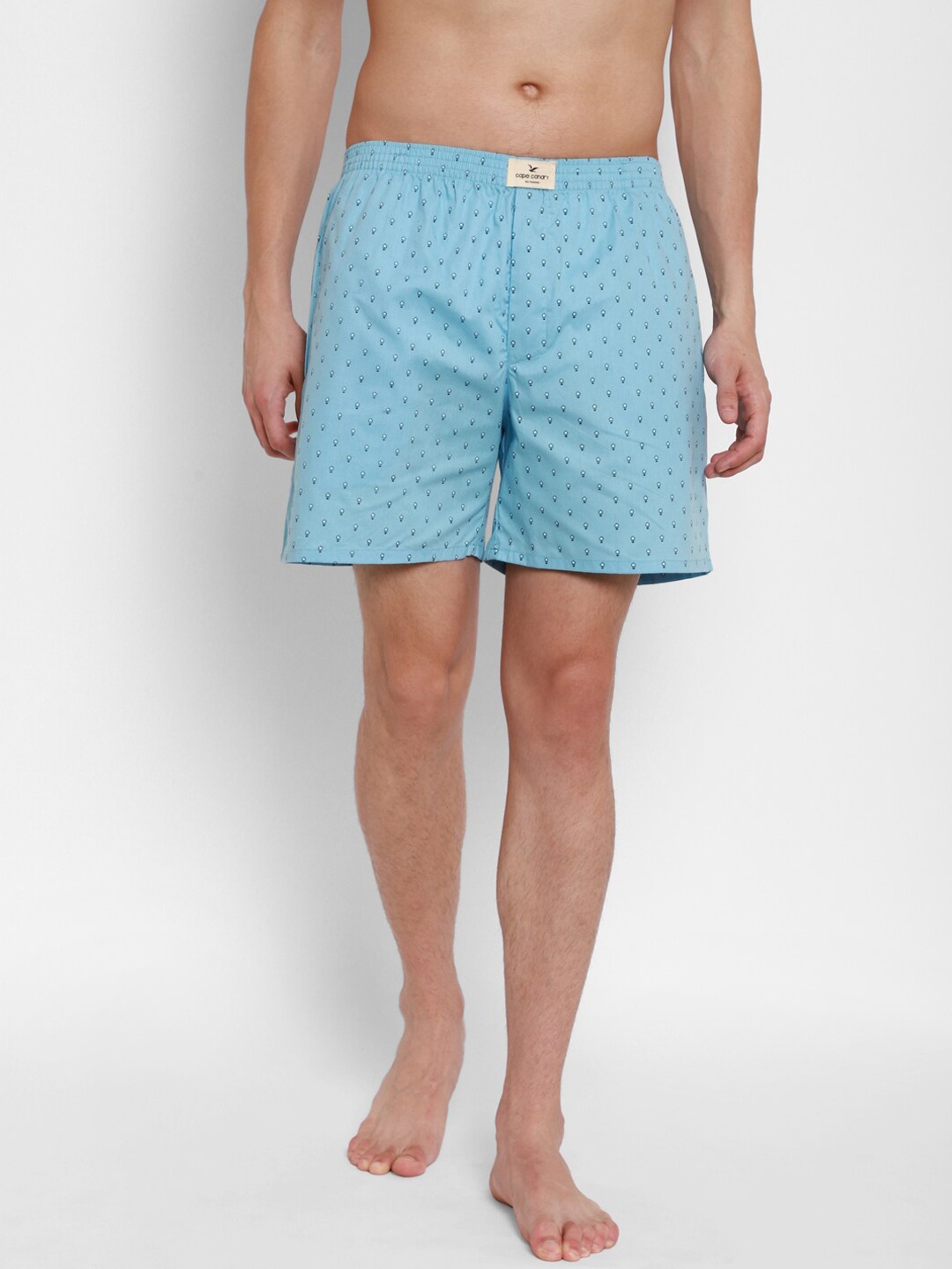 cape canary Men Blue & White Printed Pure Cotton Boxer CCAMBXLAMP