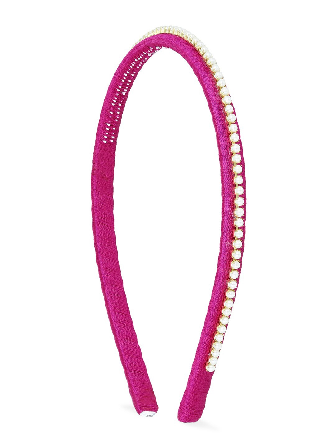 AKSHARA Girls Pink & White Beaded Hairband