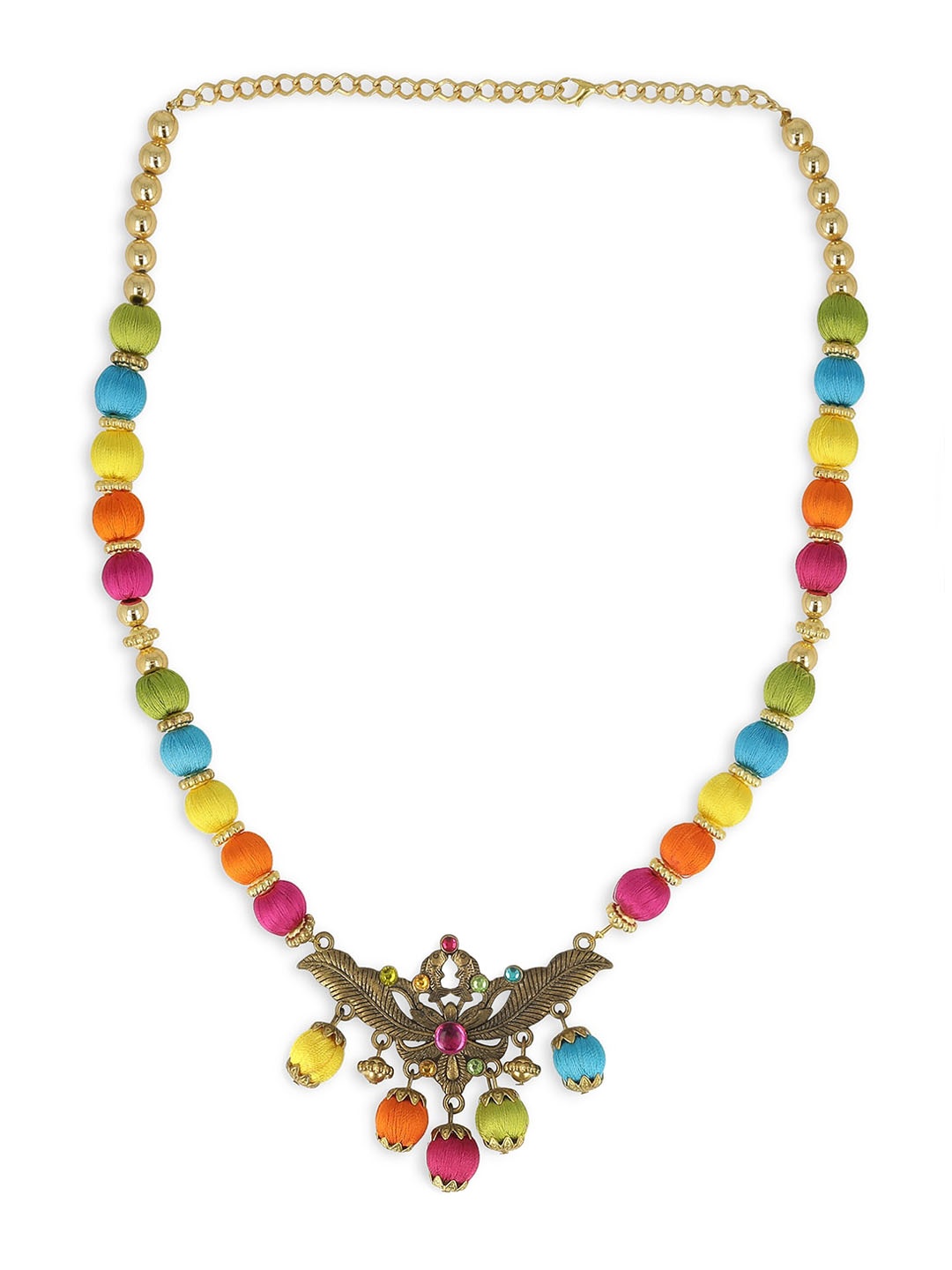 

AKSHARA Women Multicoloured Brass Plated Handcrafted Necklace, Multi
