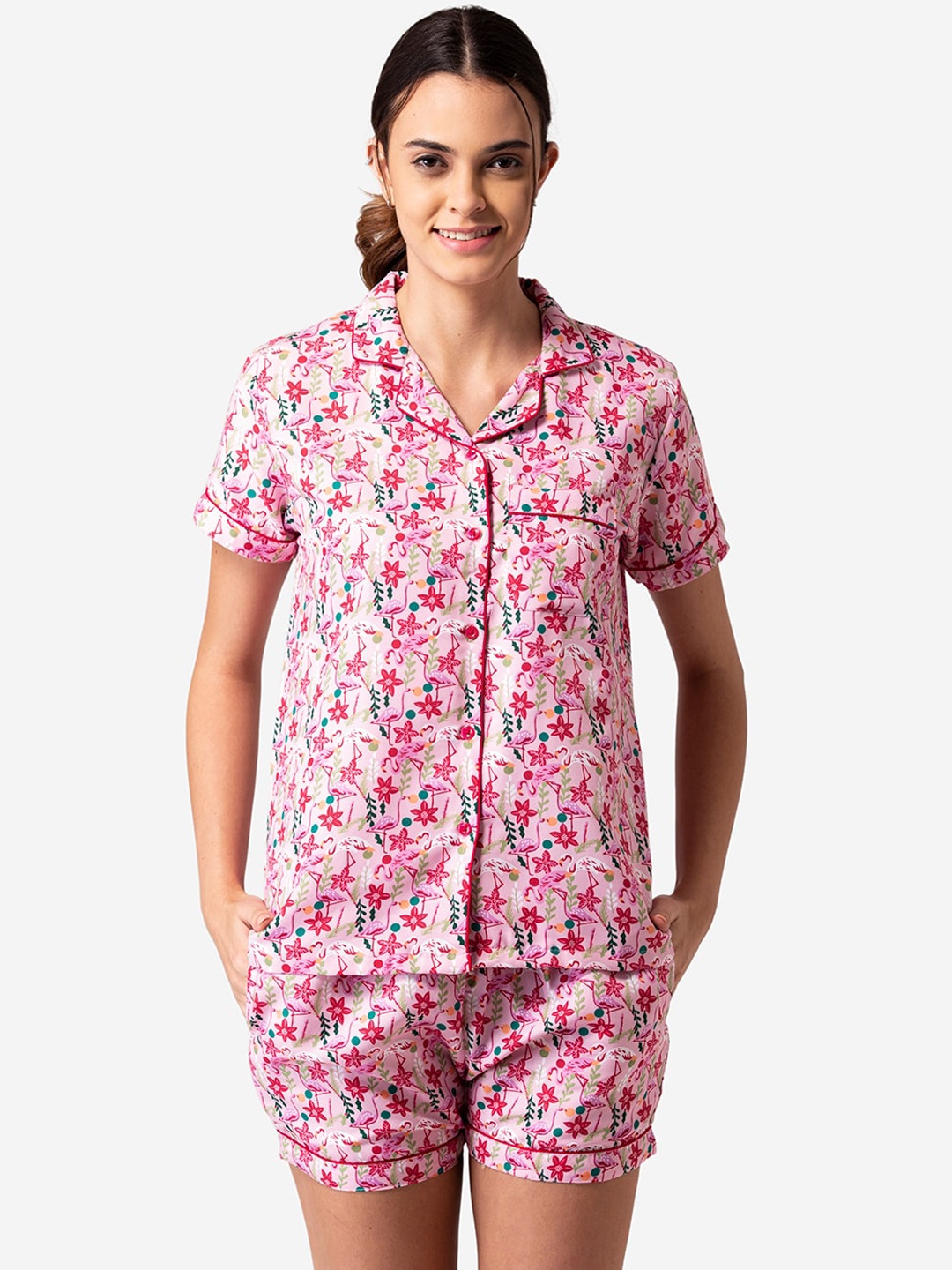 

Bellofox Women Pink Printed Night suit