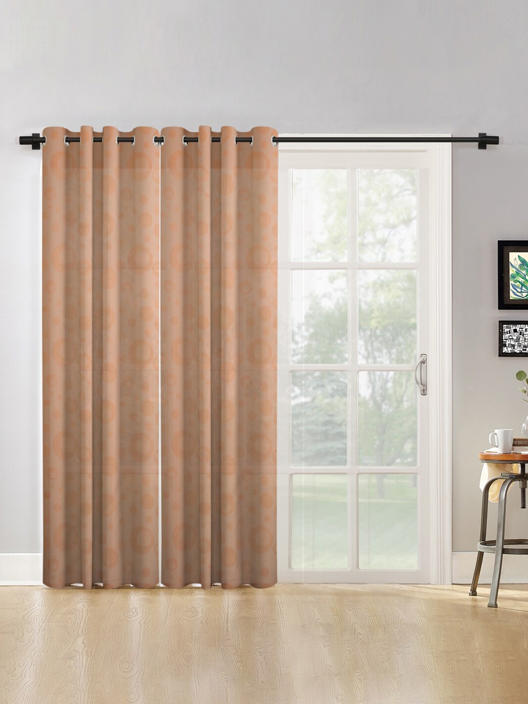 

HOSTA HOMES Brown Set of 2 Geometric Long Door Curtain