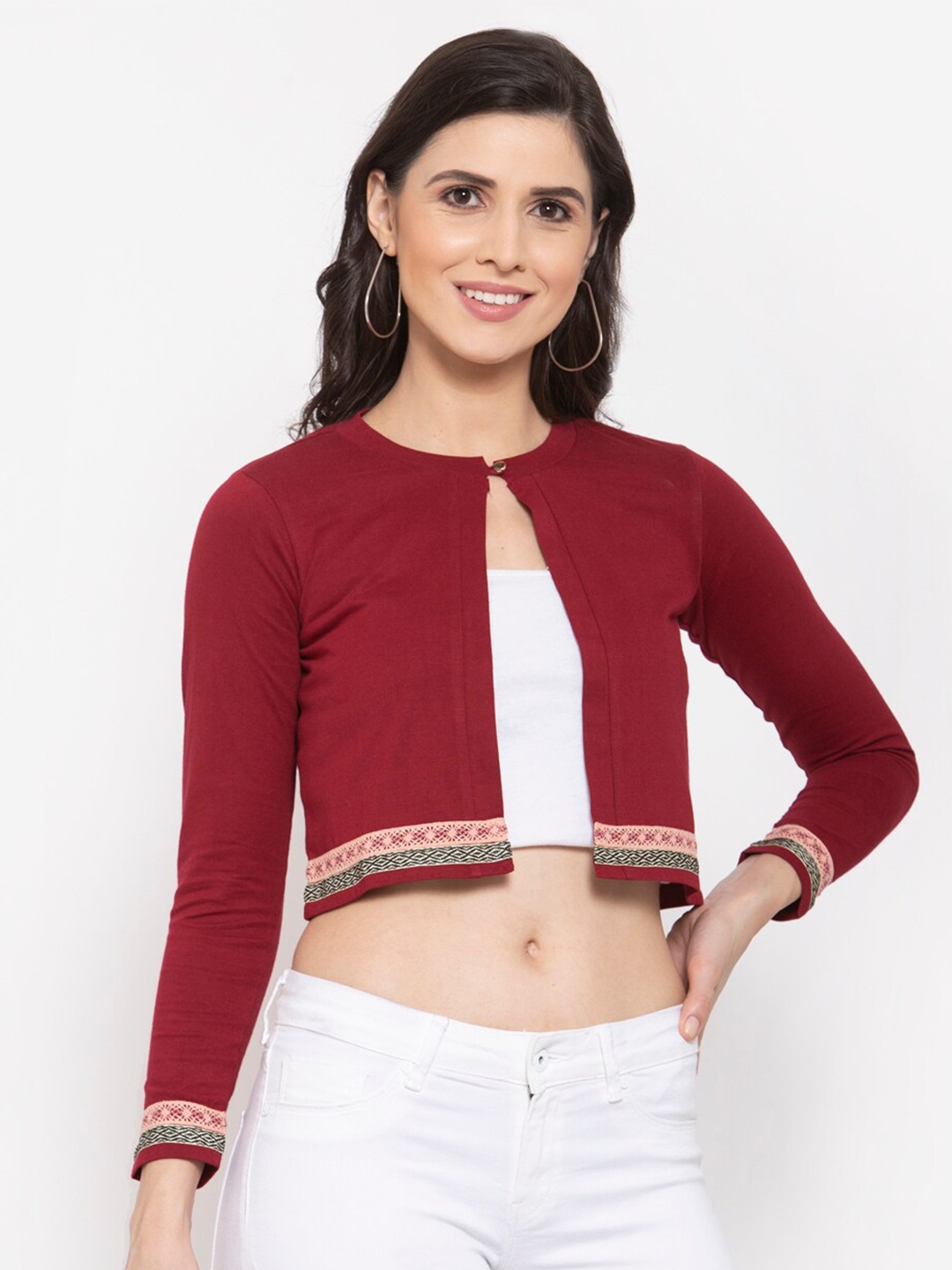 

Style Quotient Women Maroon Crop Shrug