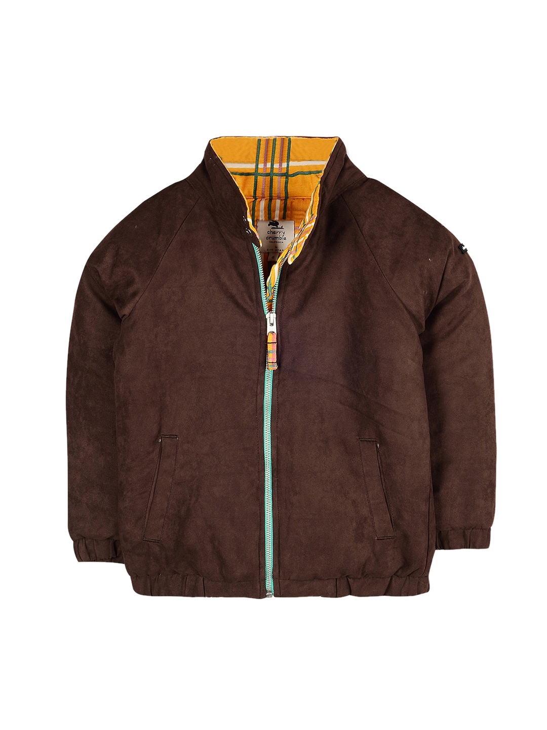 

Cherry Crumble Kids Brown Checked Suede Windcheater Tailored Jacket