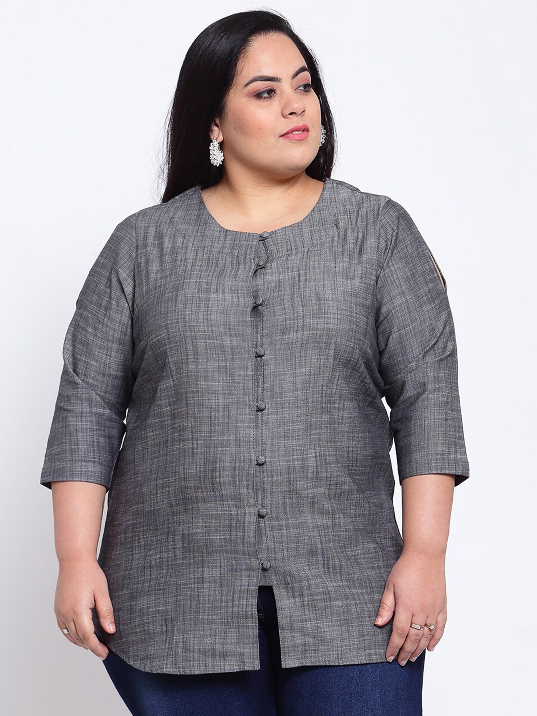 plusS Women Grey Regular Top