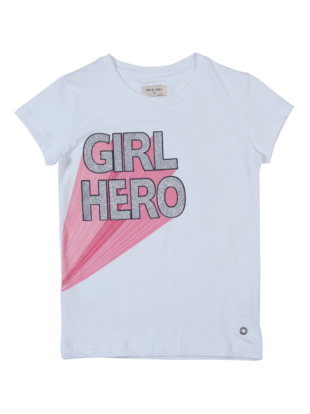 

Gini and Jony Girls White Graphic Printed T-shirt