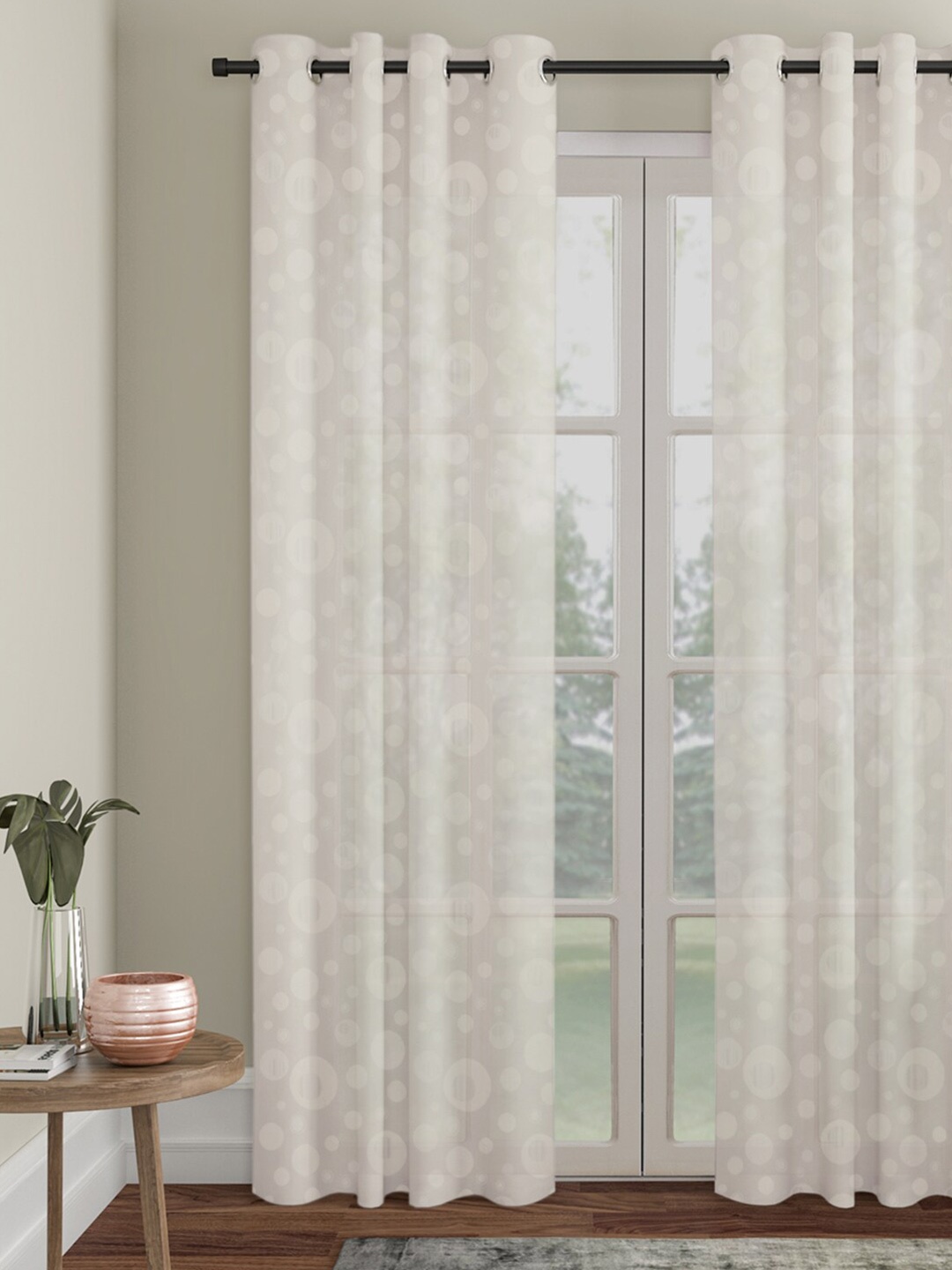 HOSTA HOMES Cream-Coloured Geometric Door Curtain