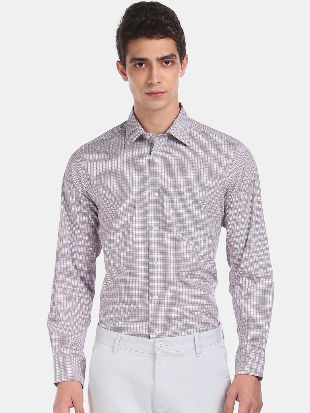 

Arrow Men Grey Checked Formal Shirt