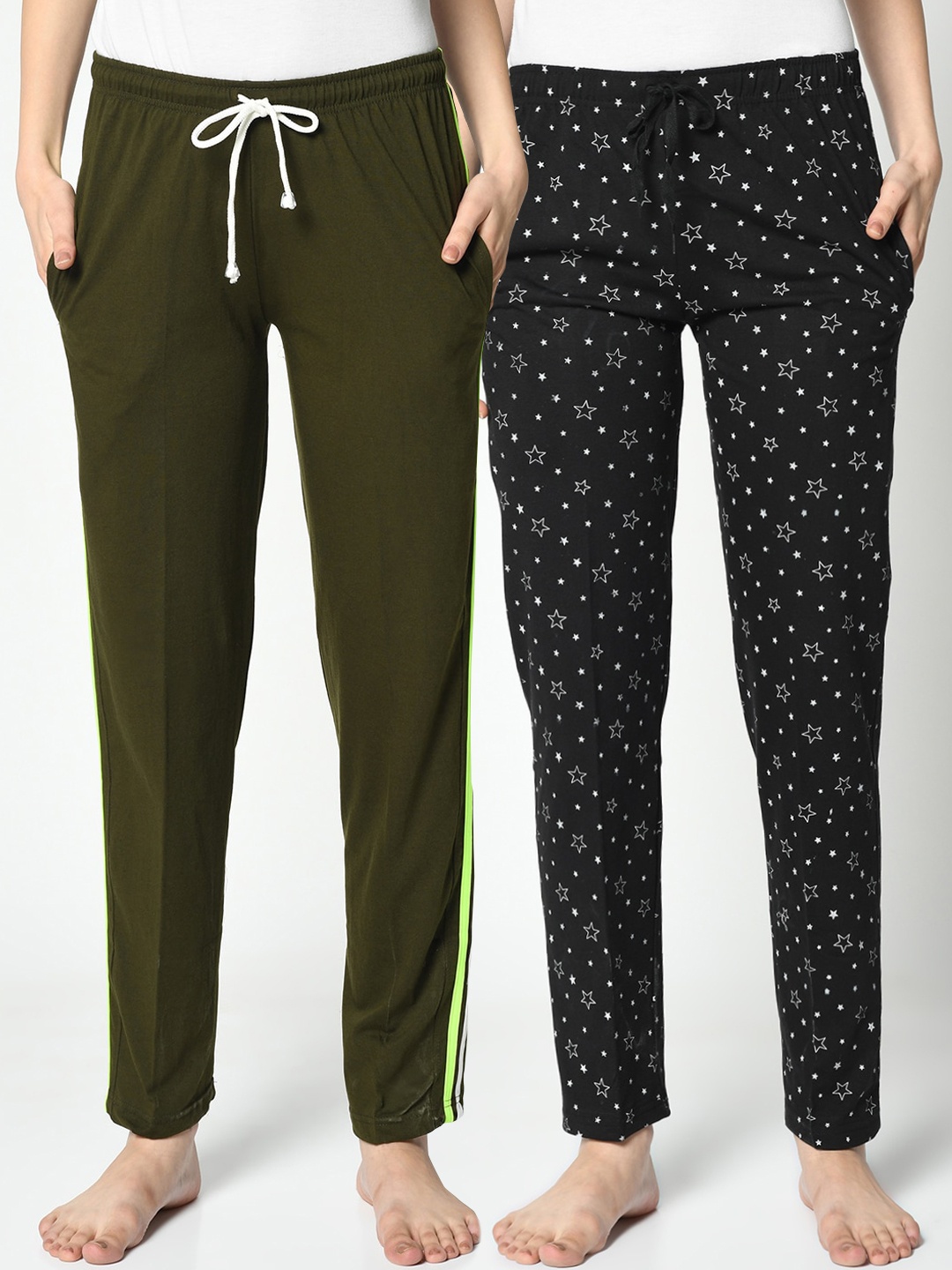 

VIMAL JONNEY Women Pack Of 2 Lounge Pants, Olive