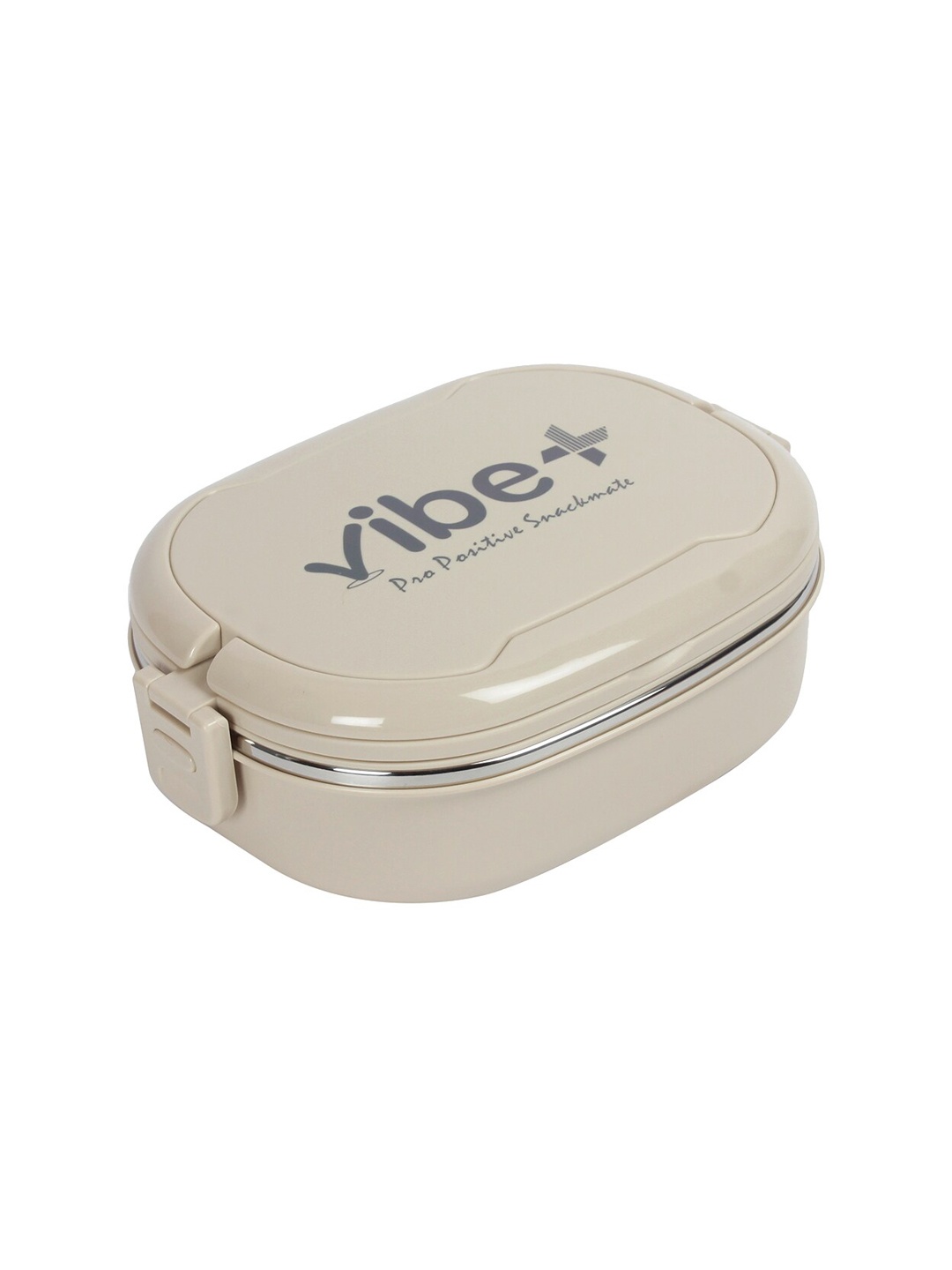 

Vibe Plus Vibe Plus Stainless Steel Lunch Box With Attached Spoon & Fork, Beige