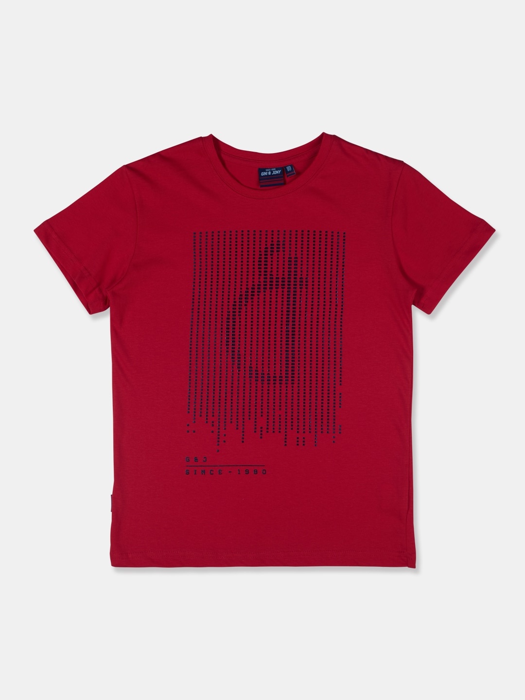 

Gini and Jony Boys Red Graphic Printed T-shirt
