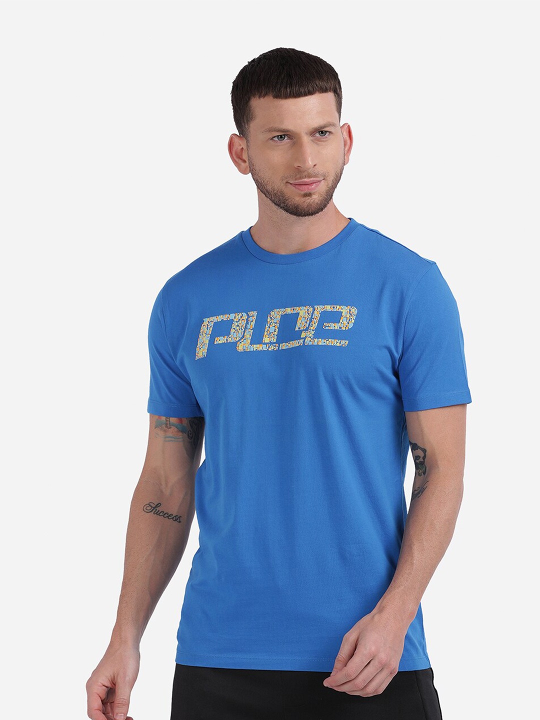 

883 Police Men Blue Typography Printed Cotton T-shirt