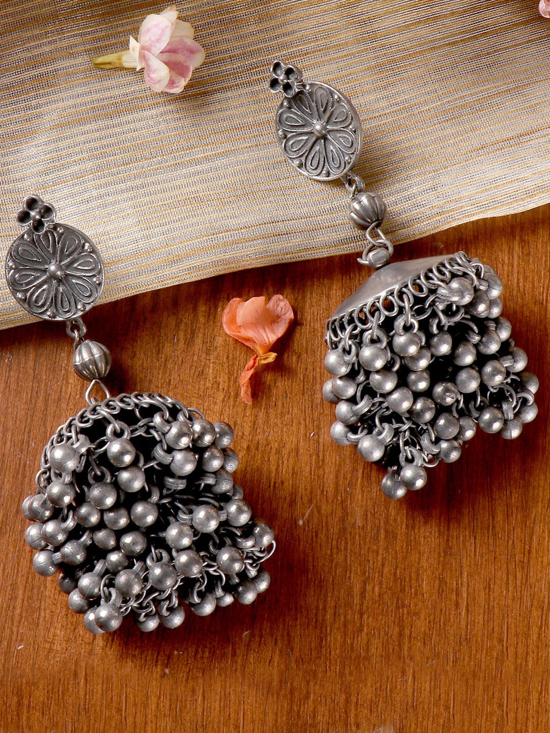 

TEEJH Silver-Plated Contemporary Drop Earrings