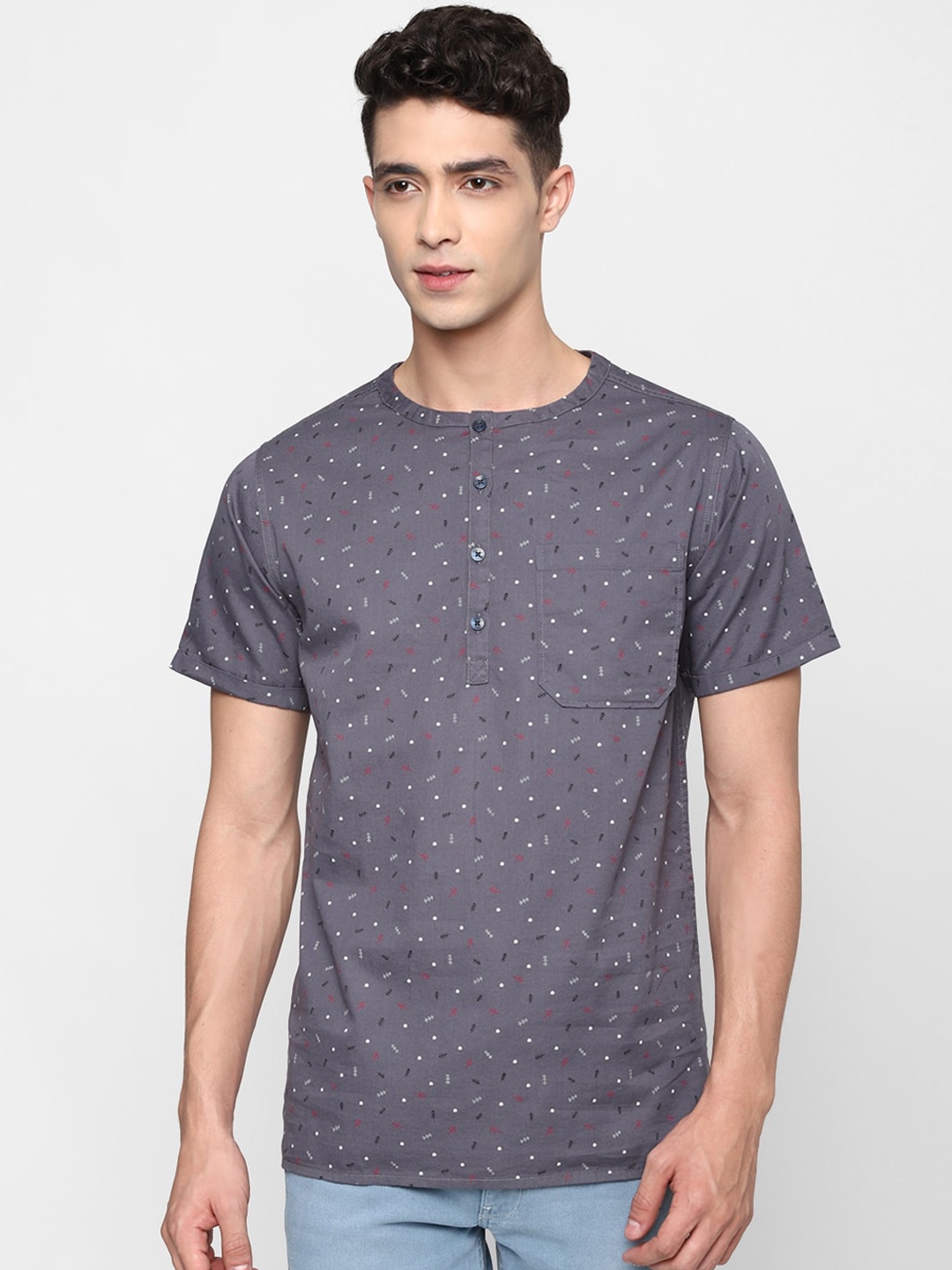

FOREVER 21 Men Grey Pure Cotton Classic Fit Printed Casual Shirt