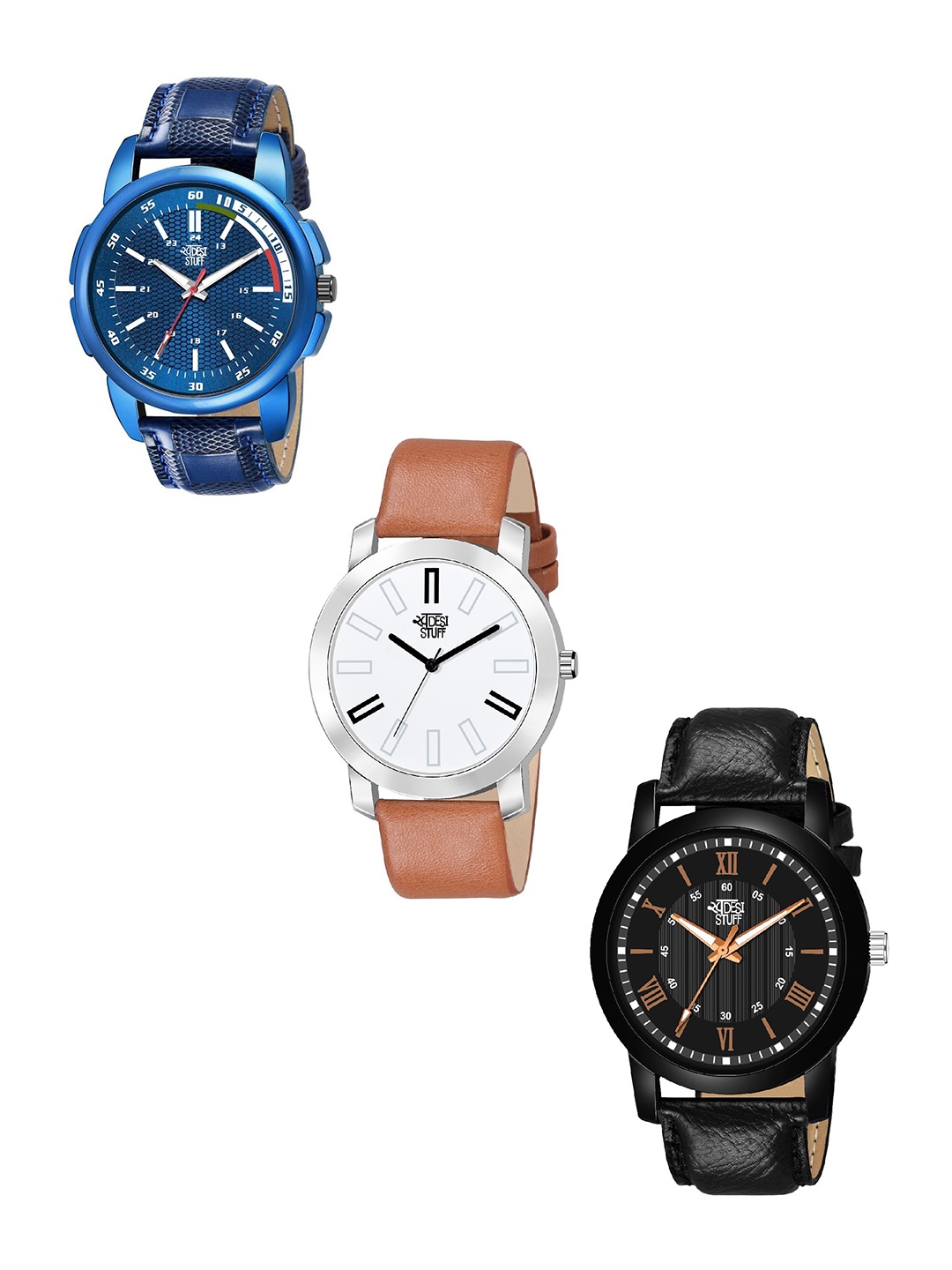 

SWADESI STUFF Pack of 3 Unisex Multicolored Analogue Watch COMBO 888, Blue