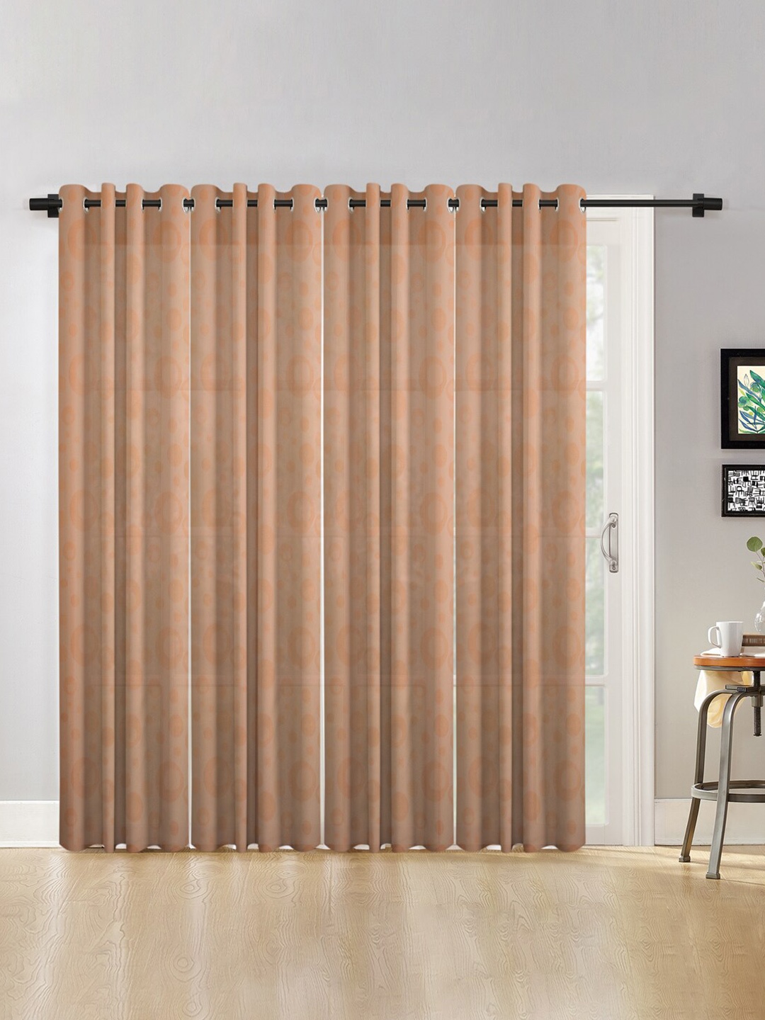 

HOSTA HOMES Brown Set of 4 Geometric Long Door Curtain