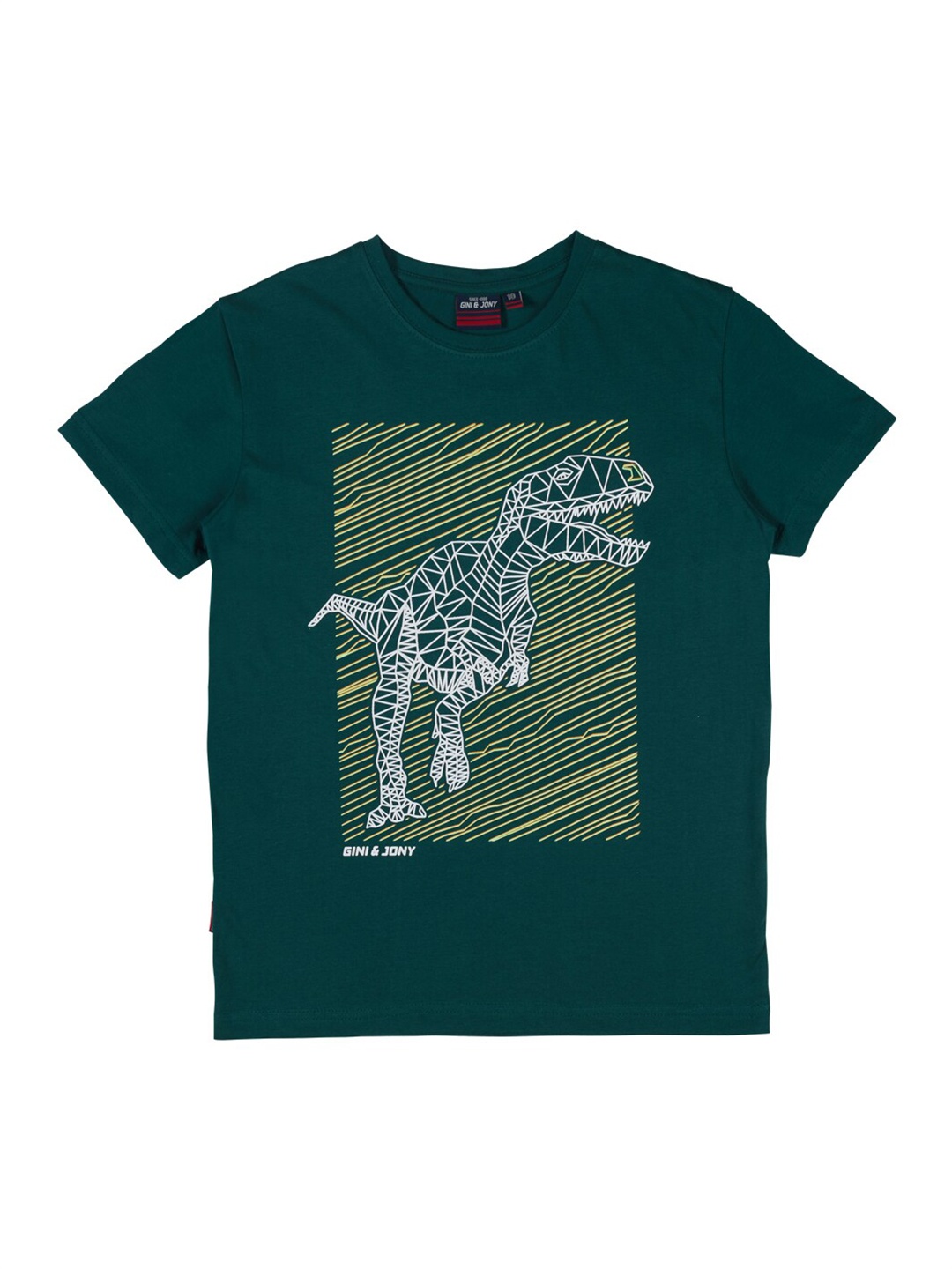Gini and Jony Boys Green Graphic Printed Casual T-shirt