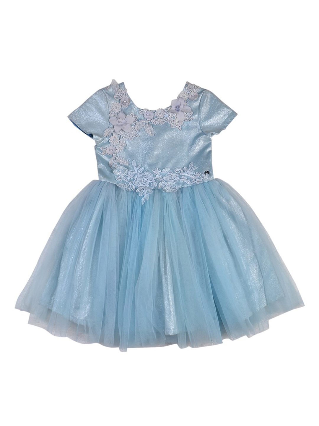 

Gini and Jony Girls Blue Netted Embellished Fit & Flare Dress