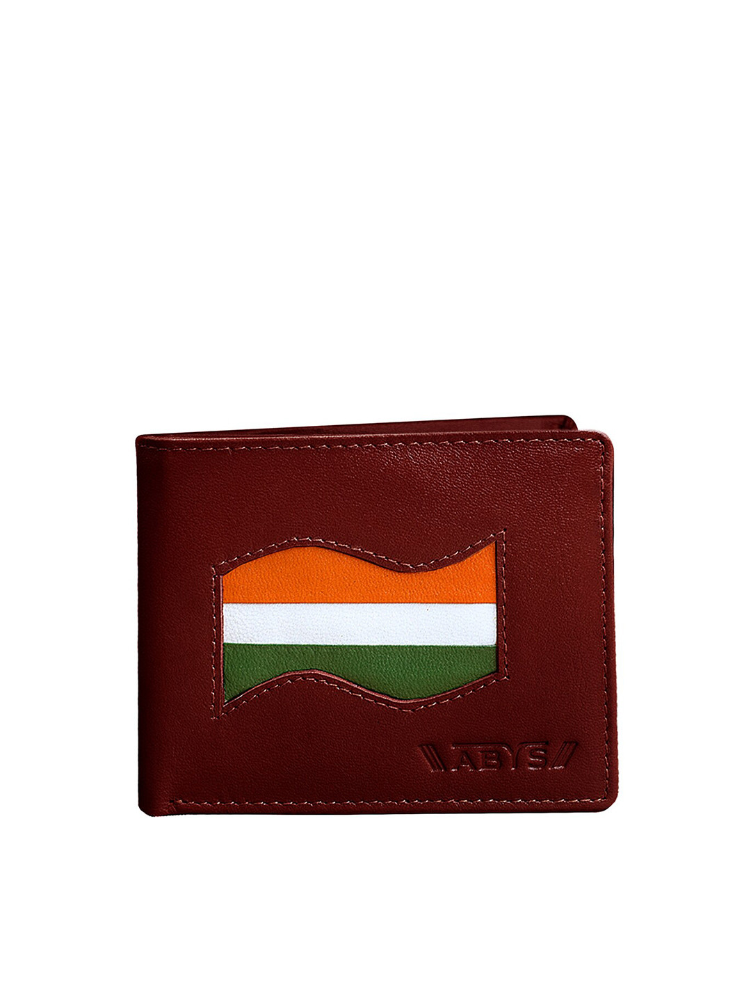 

ABYS Men Brown & Orange Self Design Leather Two Fold Wallet