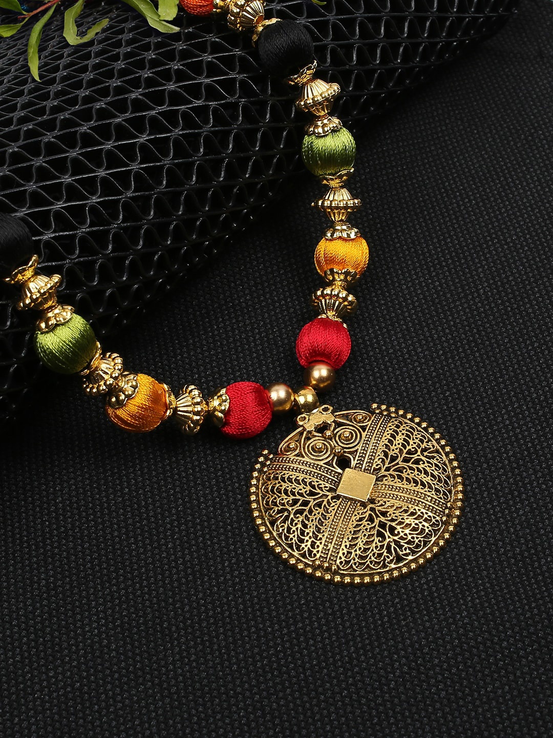 

AKSHARA Multicoloured Handcrafted Long Pendent Necklace, Multi
