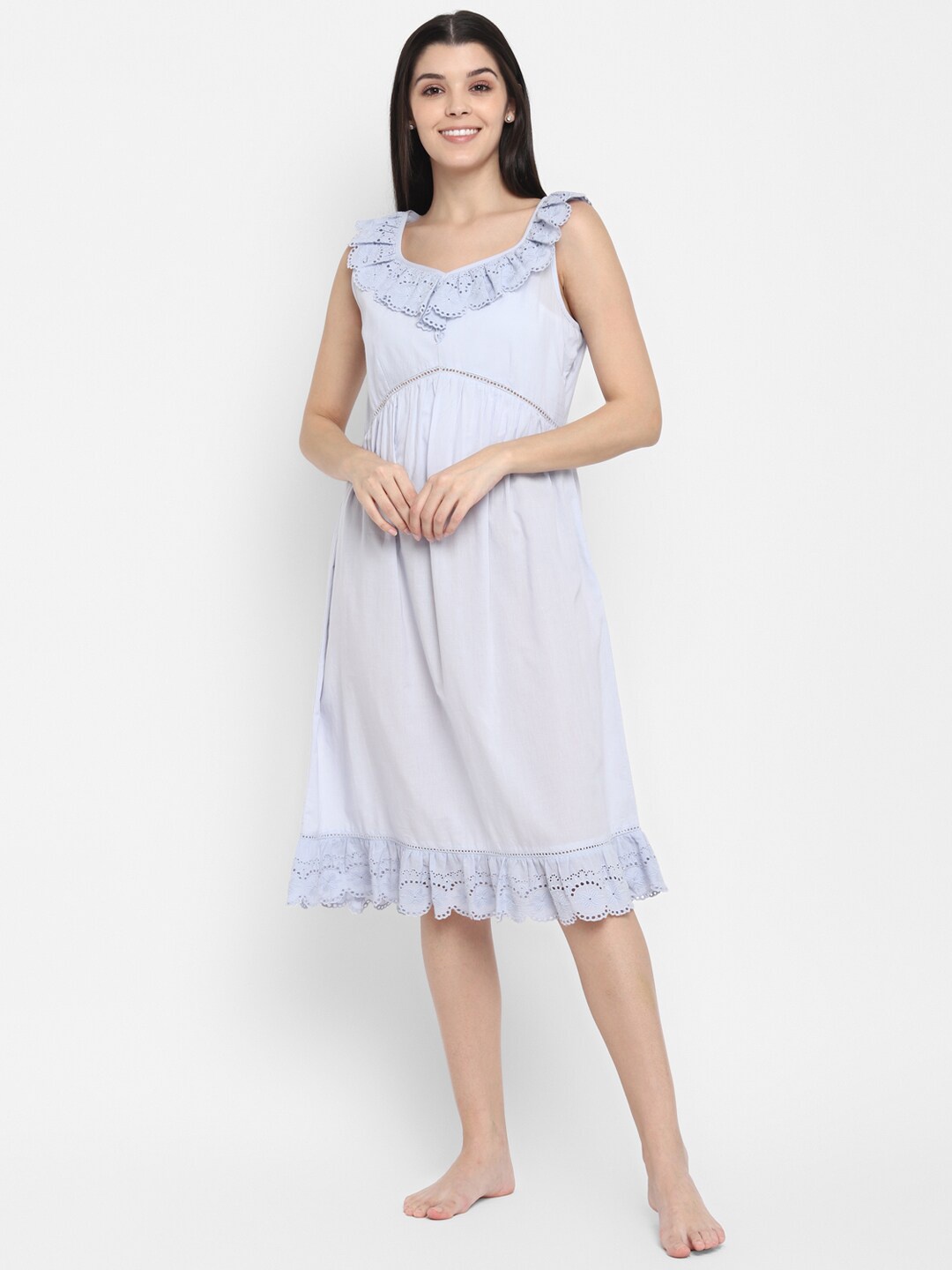 

BLANC9 Blue Cotton Nightdress