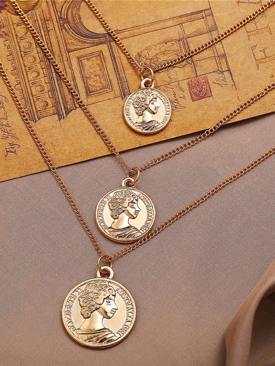 

Shining Diva Fashion Gold-Plated Layered Necklace