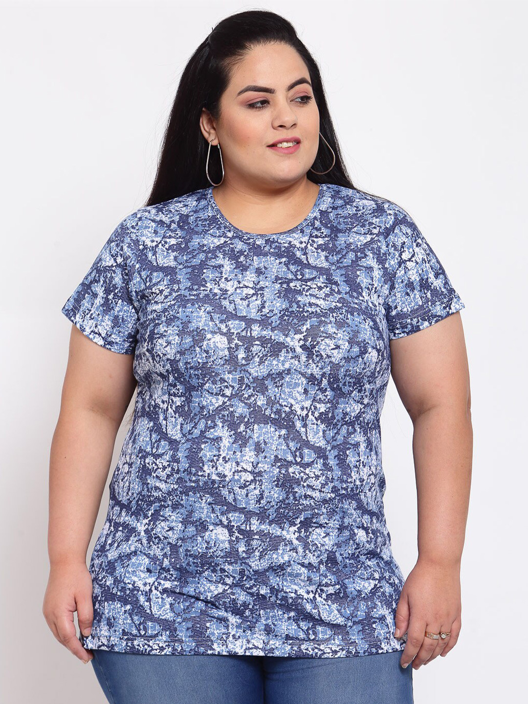 

plusS Women Blue Printed T-shirt