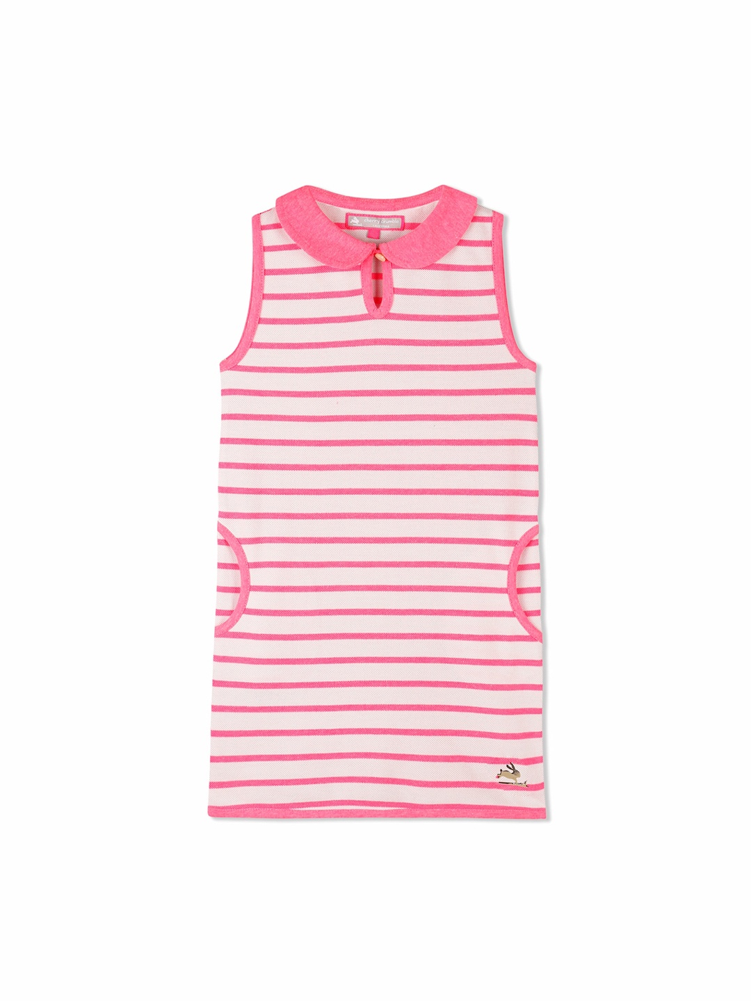 

Cherry Crumble Girls Pink Striped Peter Pan Collar T-shirt Dress