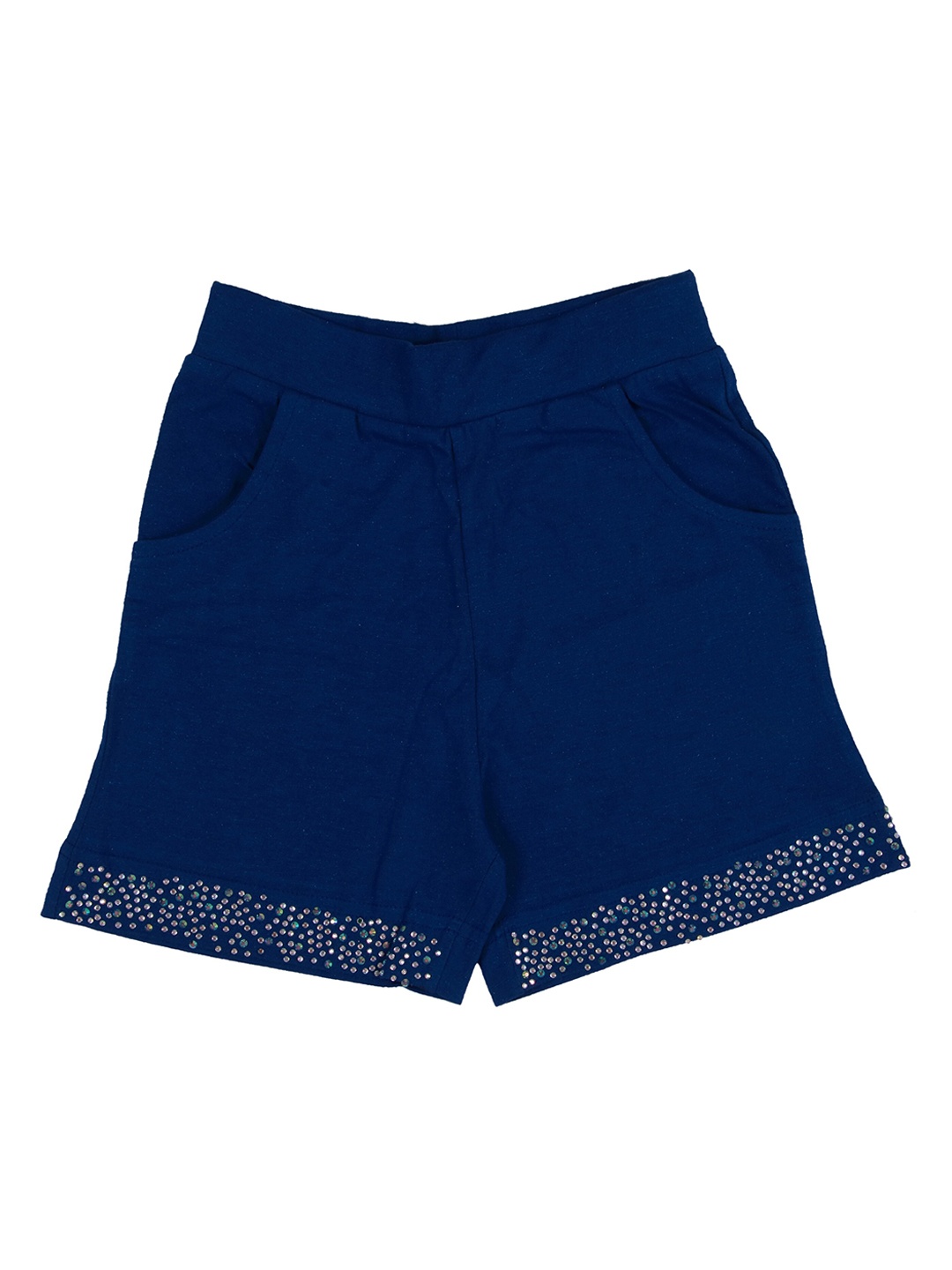 

Ziama Girls Blue Embellished Mid-Rise Cotton Regular Shorts