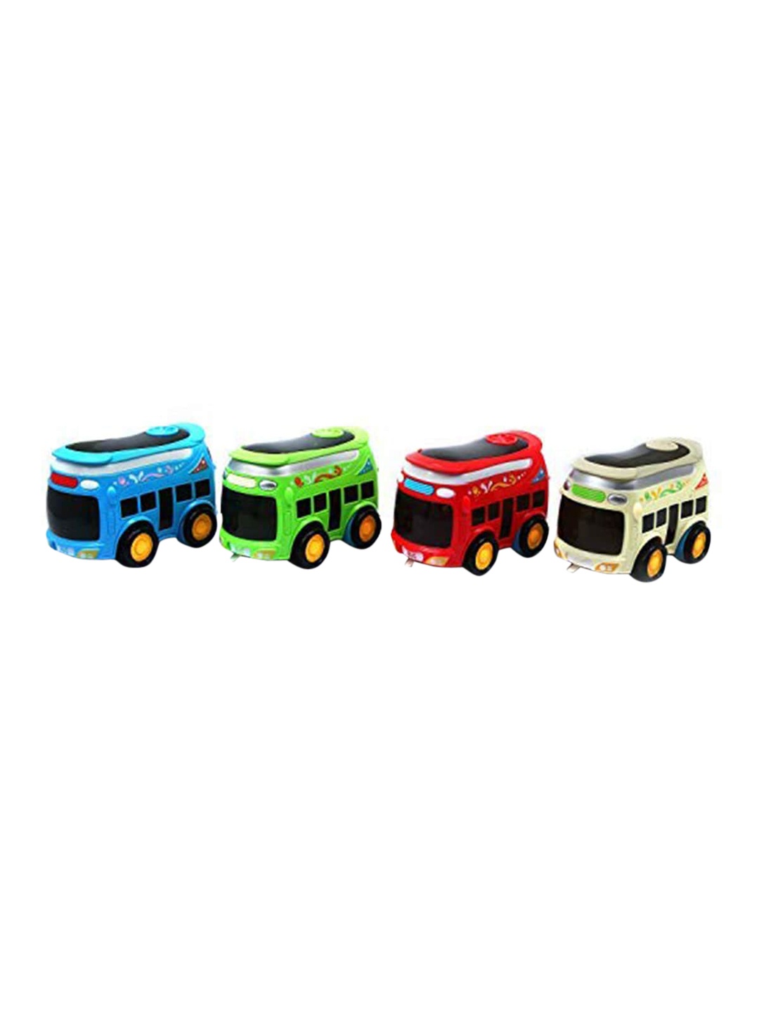 

Wembley Toys Kids Set Of 4 Friction Family Push & Go Buses, Red