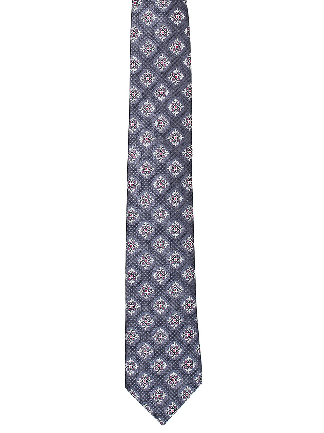 

Alvaro Castagnino Men Grey & White Printed Broad Tie