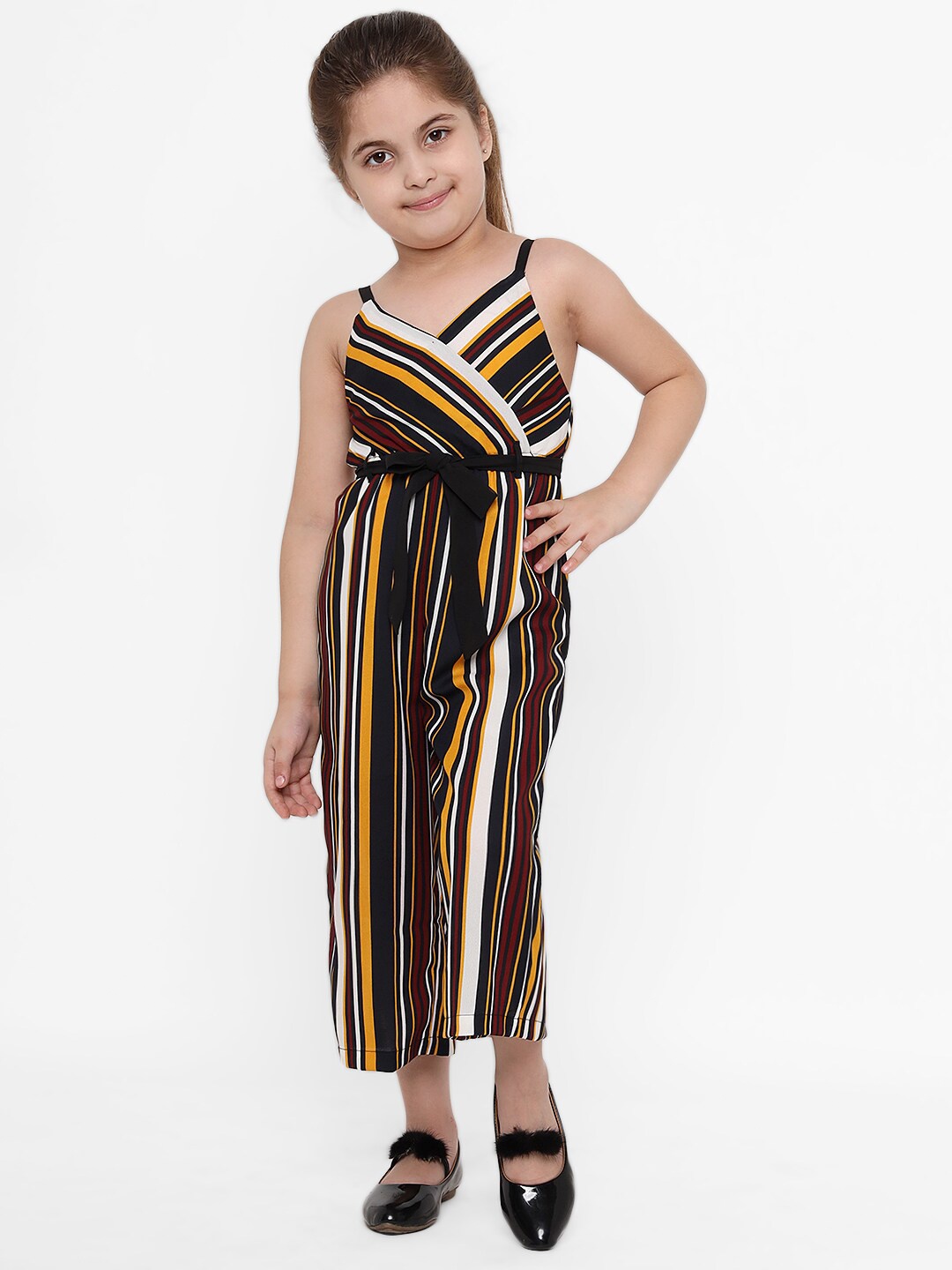

Nauti Nati Girls Black & Yellow Striped Basic Jumpsuit