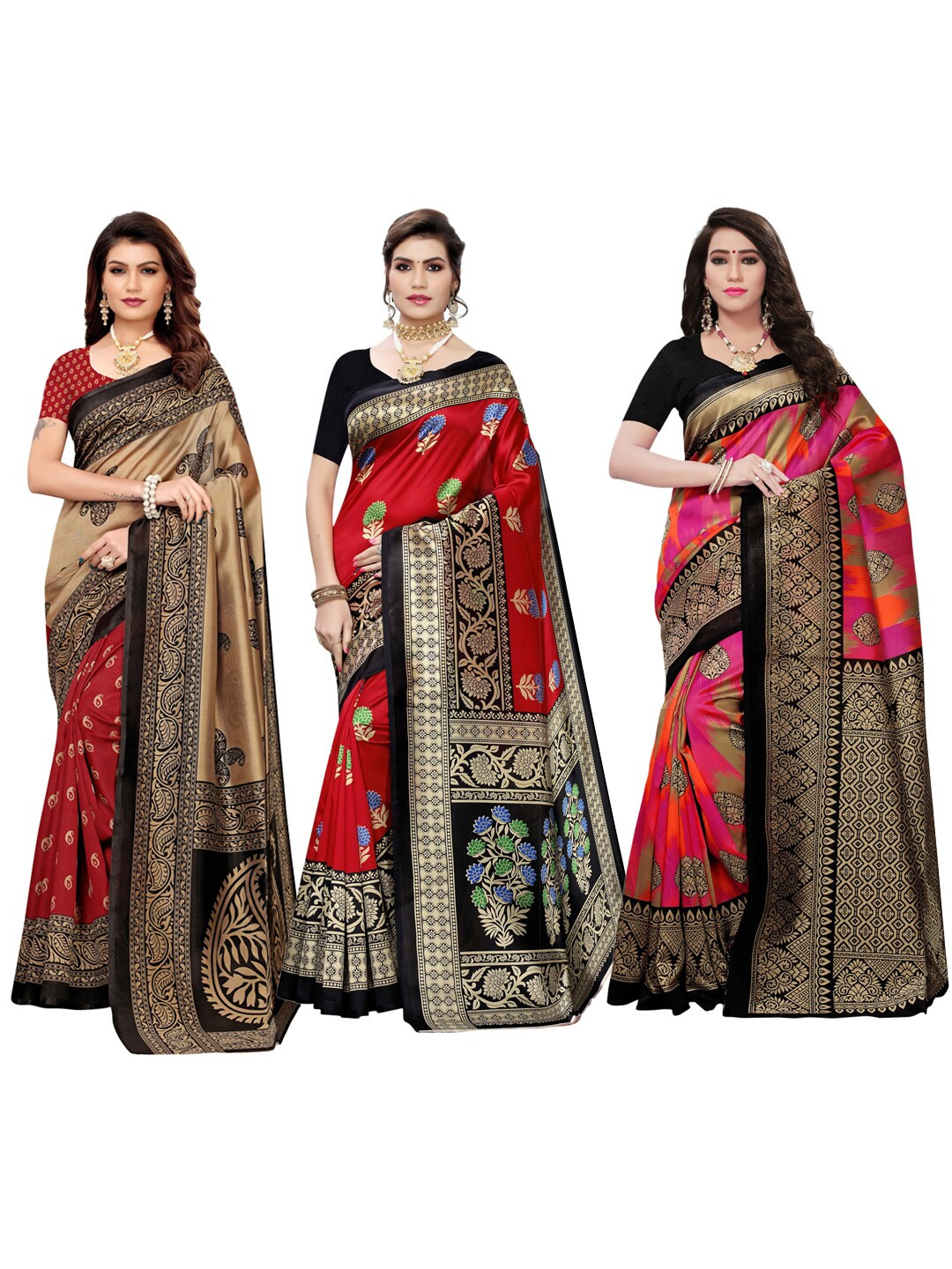 

KALINI Multicoloured Set of 3 Saree, Multi