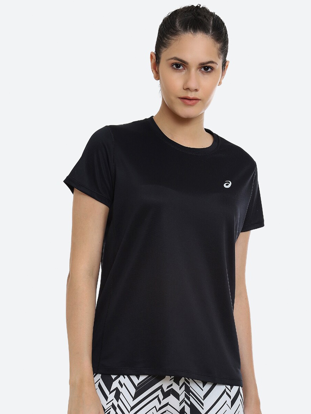 

ASICS Silver Ss Women Black Extended Sleeves Running T-shirt