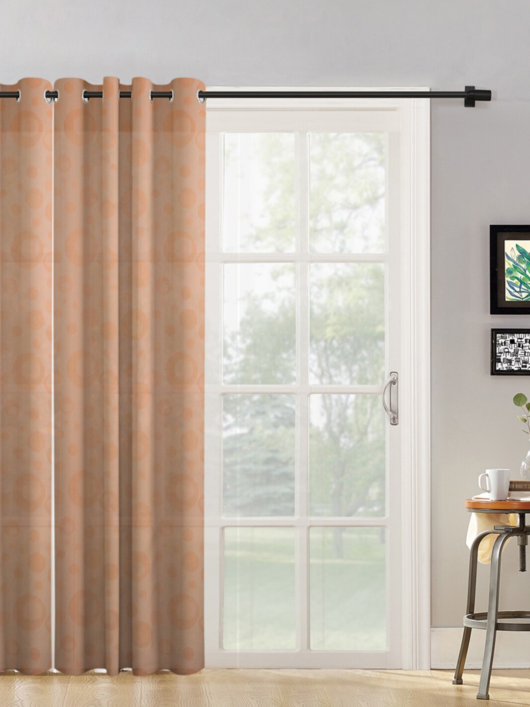 

HOSTA HOMES Brown Single Geometric Long Door Curtain