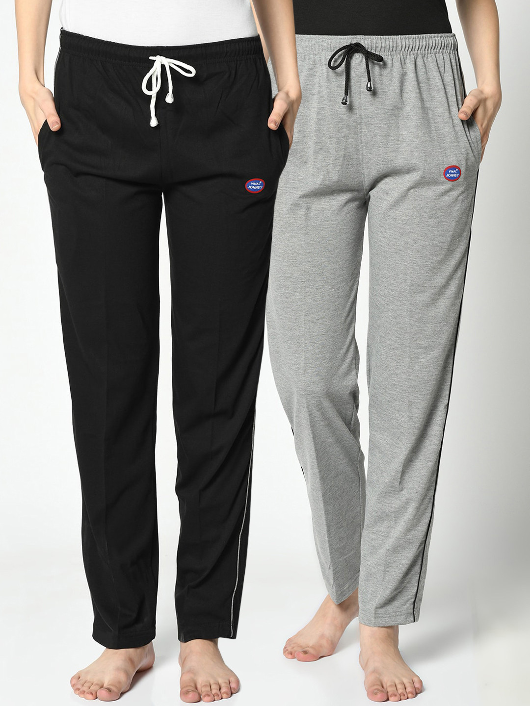 

VIMAL JONNEY Women Pack Of 2 Solid Lounge Pants, Black