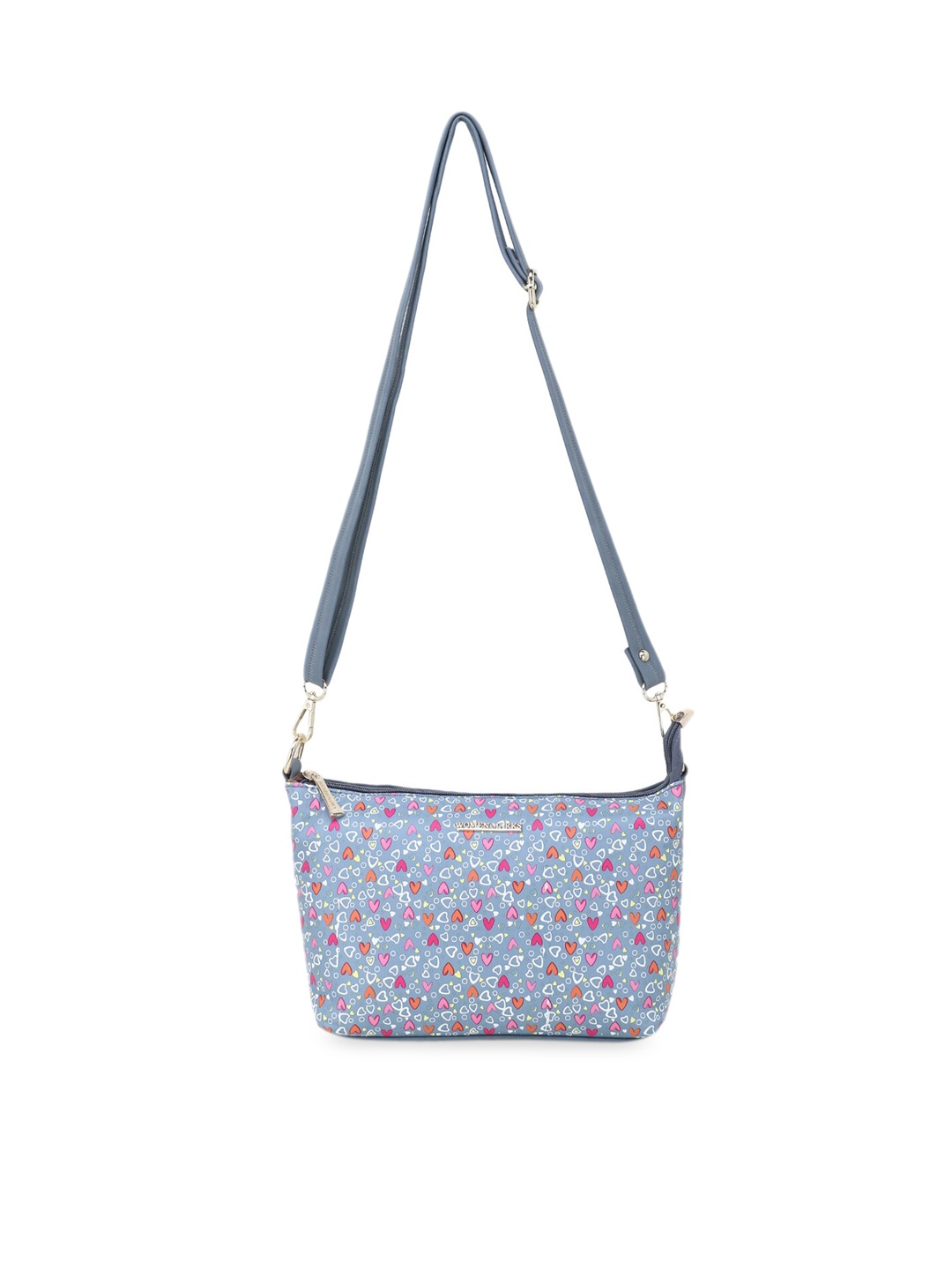 

WOMEN MARKS Grey Floral Printed PU Structured Sling Bag