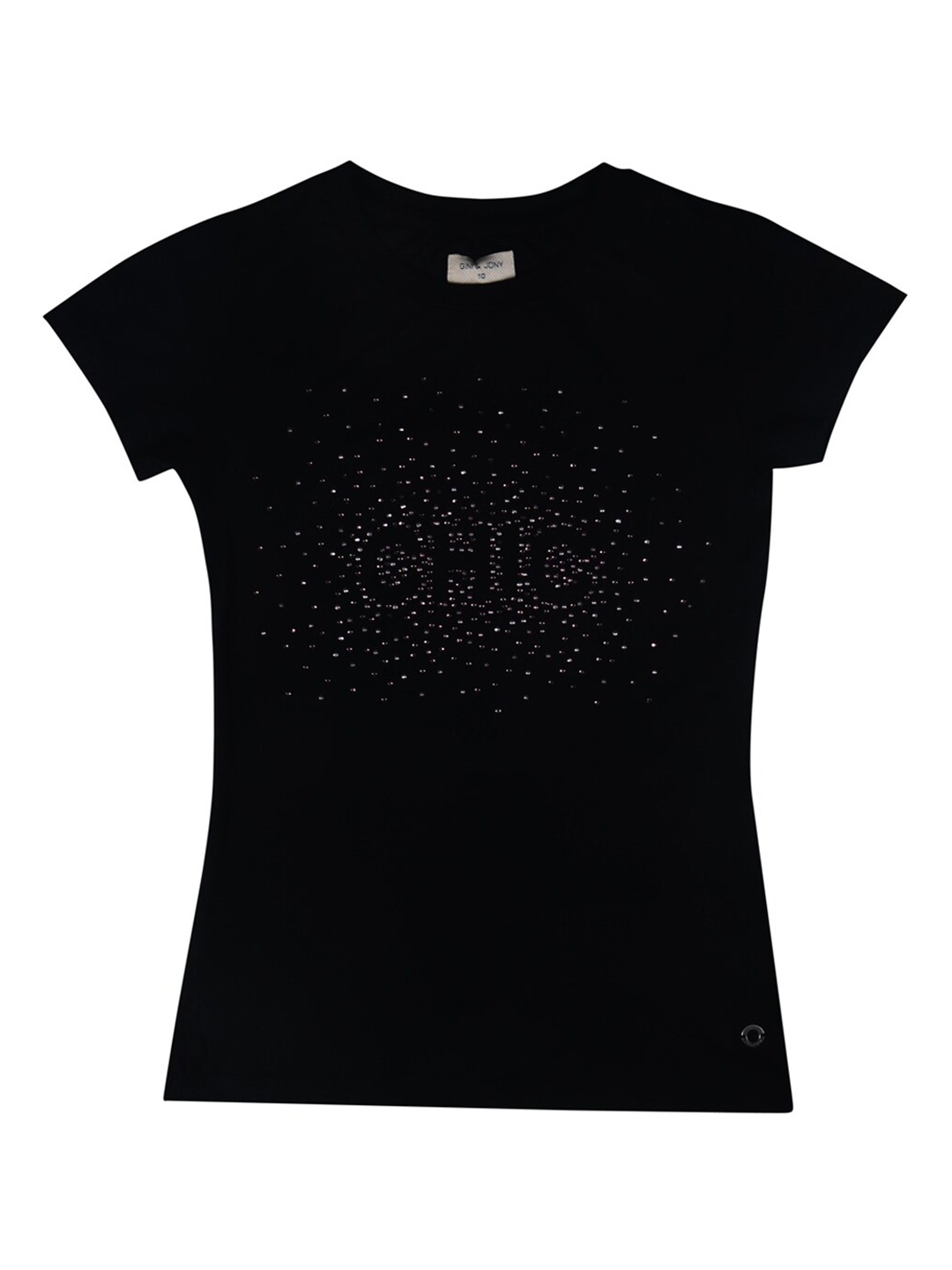 

Gini and Jony Girls Black Stone Studded Knitted Regular Top