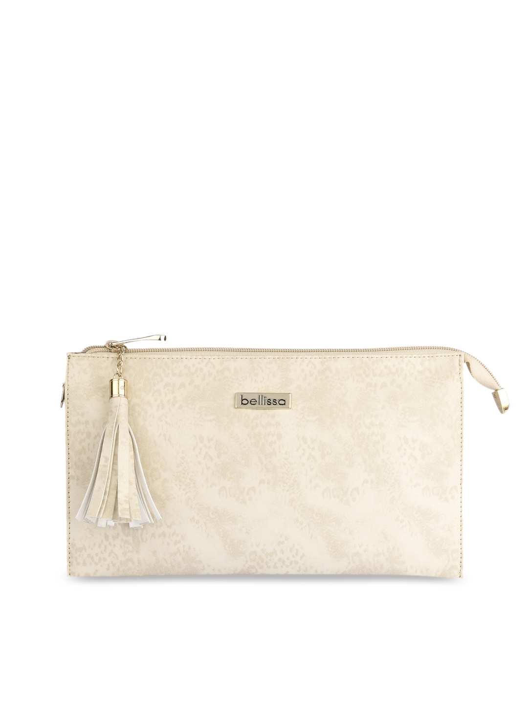 Bellissa Cream-Coloured Textured PU Structured Sling Bag