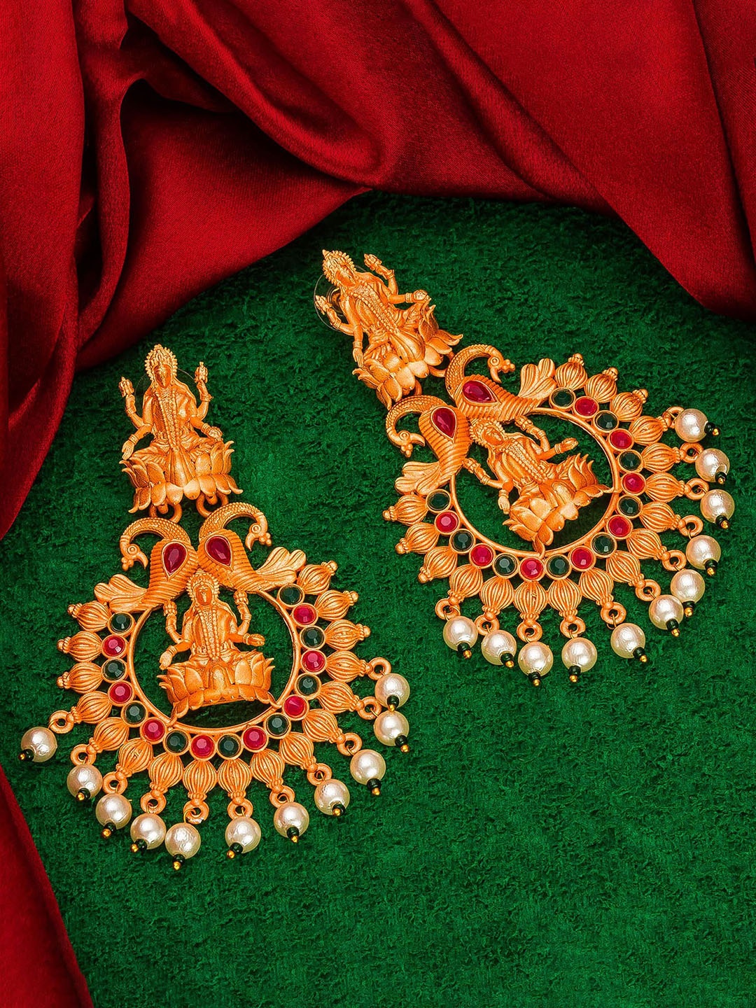 

Aadita Gold-Toned Temple Chandbalis Earrings