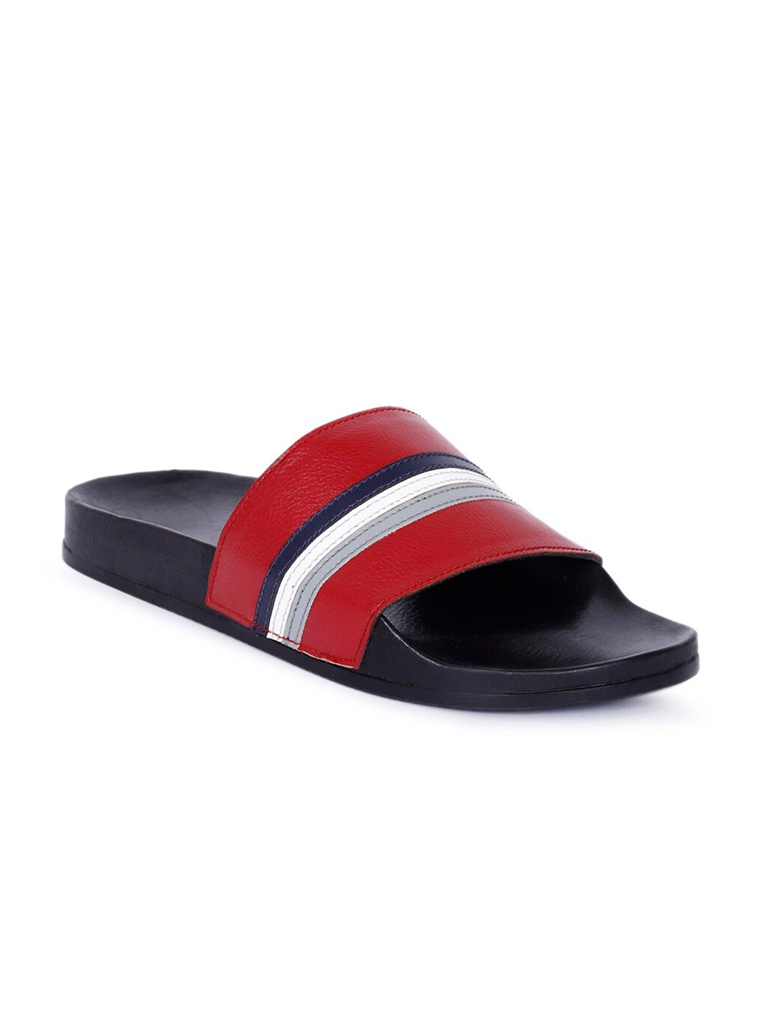 

KLEAT Men Red & Black Striped Sliders