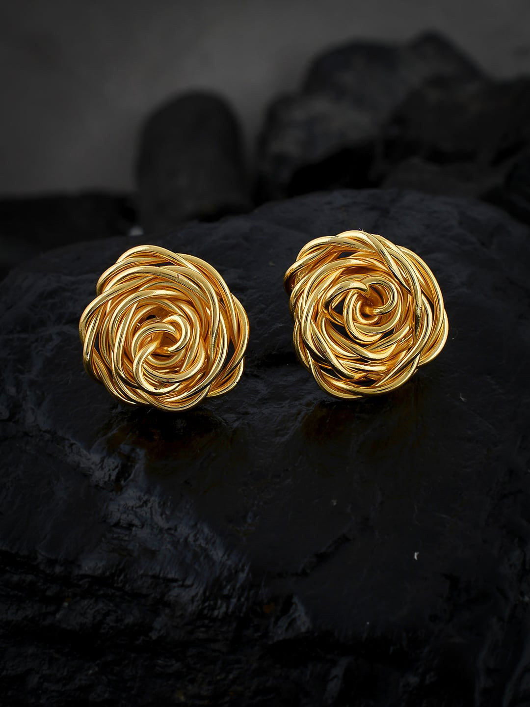 

Silvermerc Designs Gold-Toned Contemporary Studs Earrings