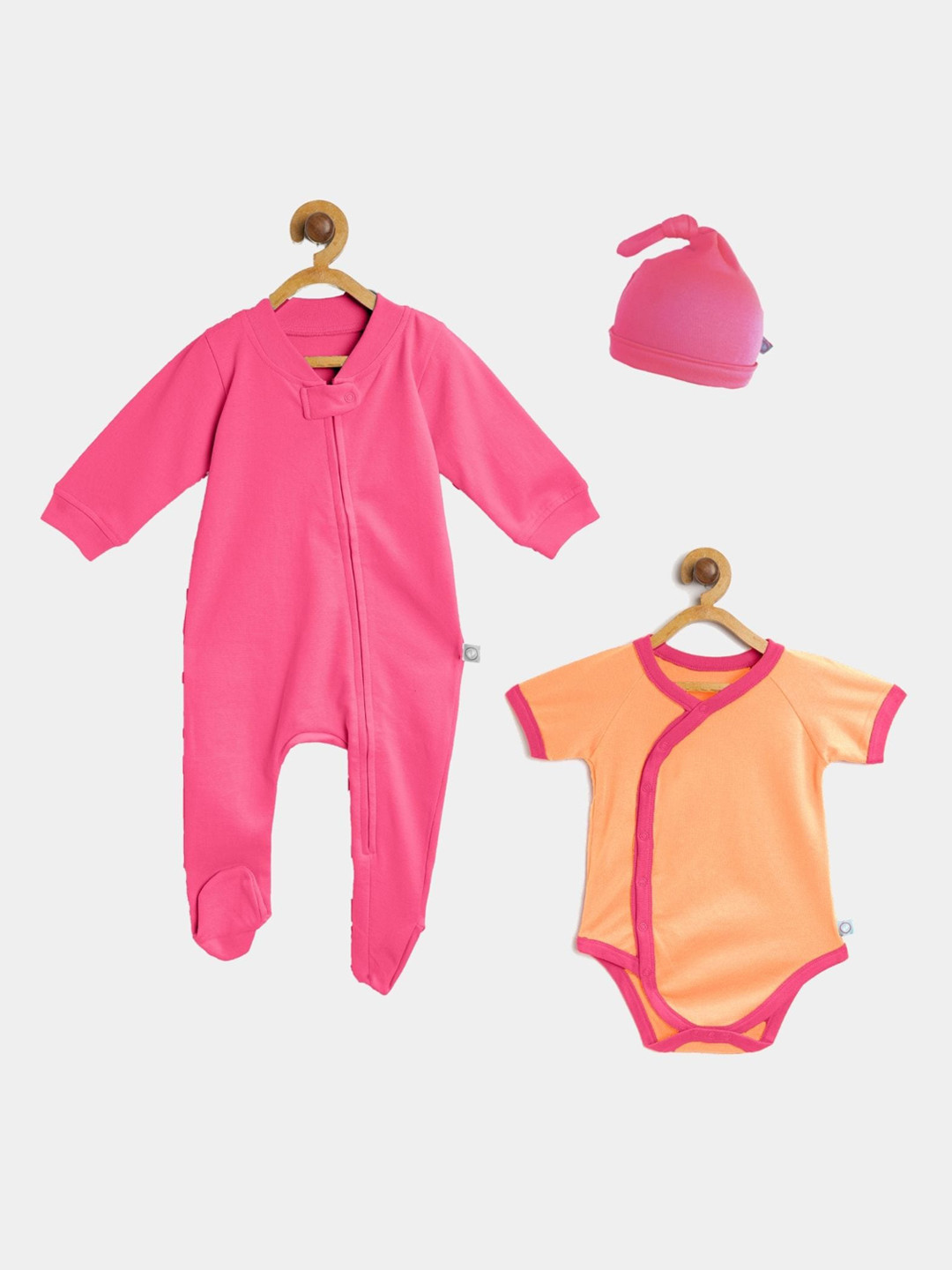 

cherrytoes Kids Set Of 3 Onesie and Beanie Gift Set, Pink