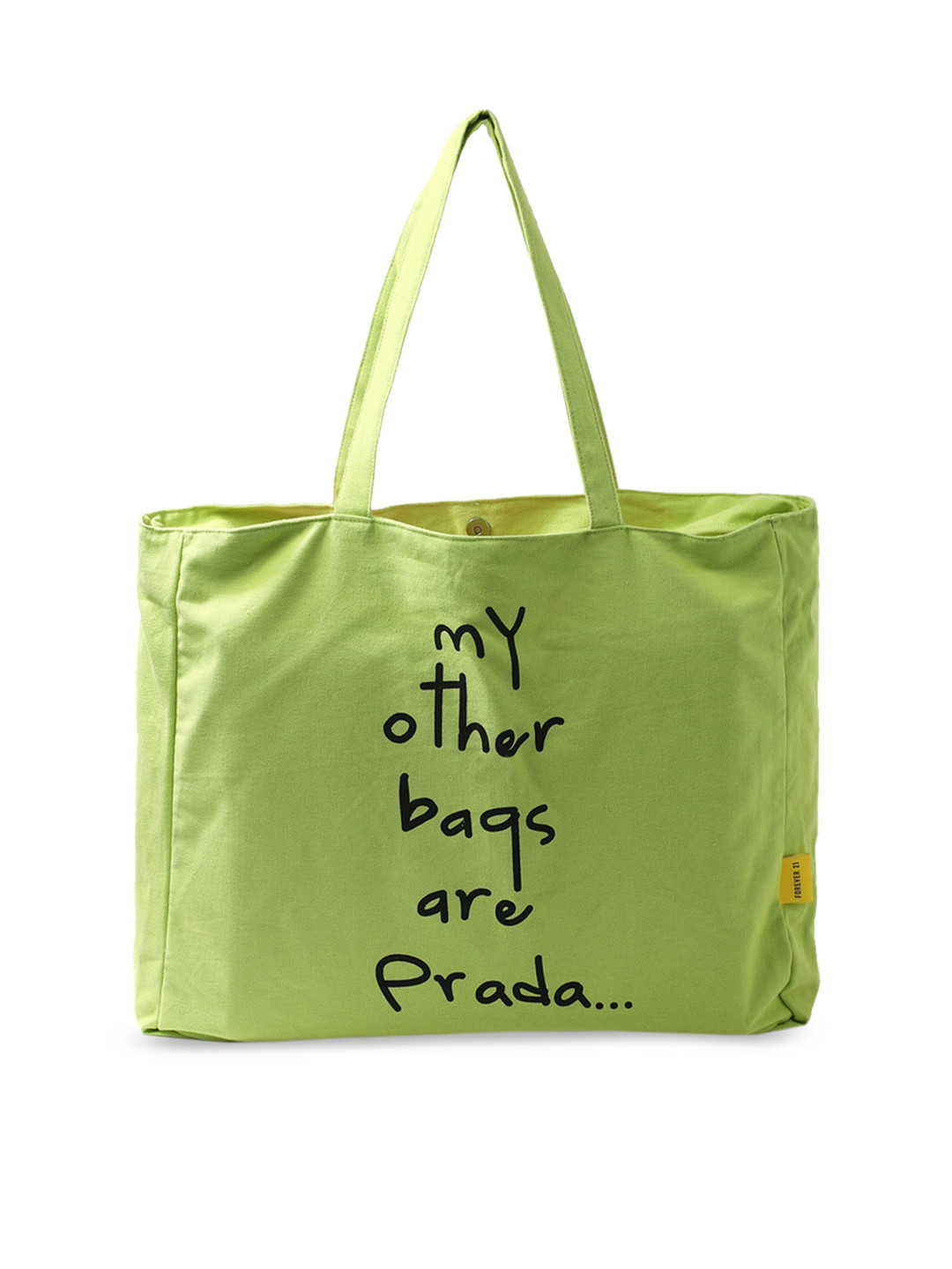 

FOREVER 21 Green Printed Oversized Shopper Tote Bag