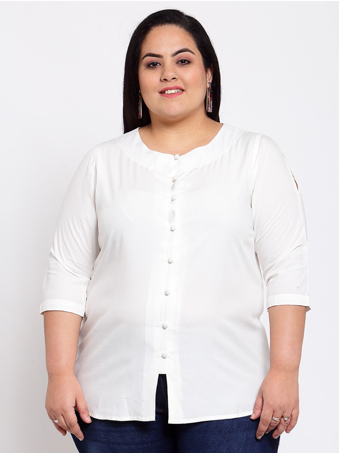 

plusS White Shirt Style Top
