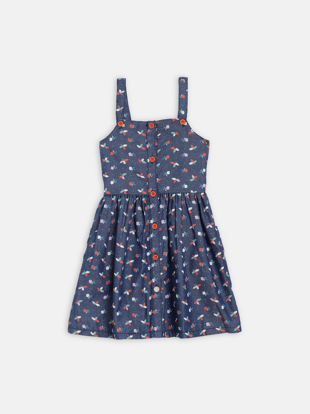 Blue Giraffe Blue Floral Printed Fit & Flare Dress