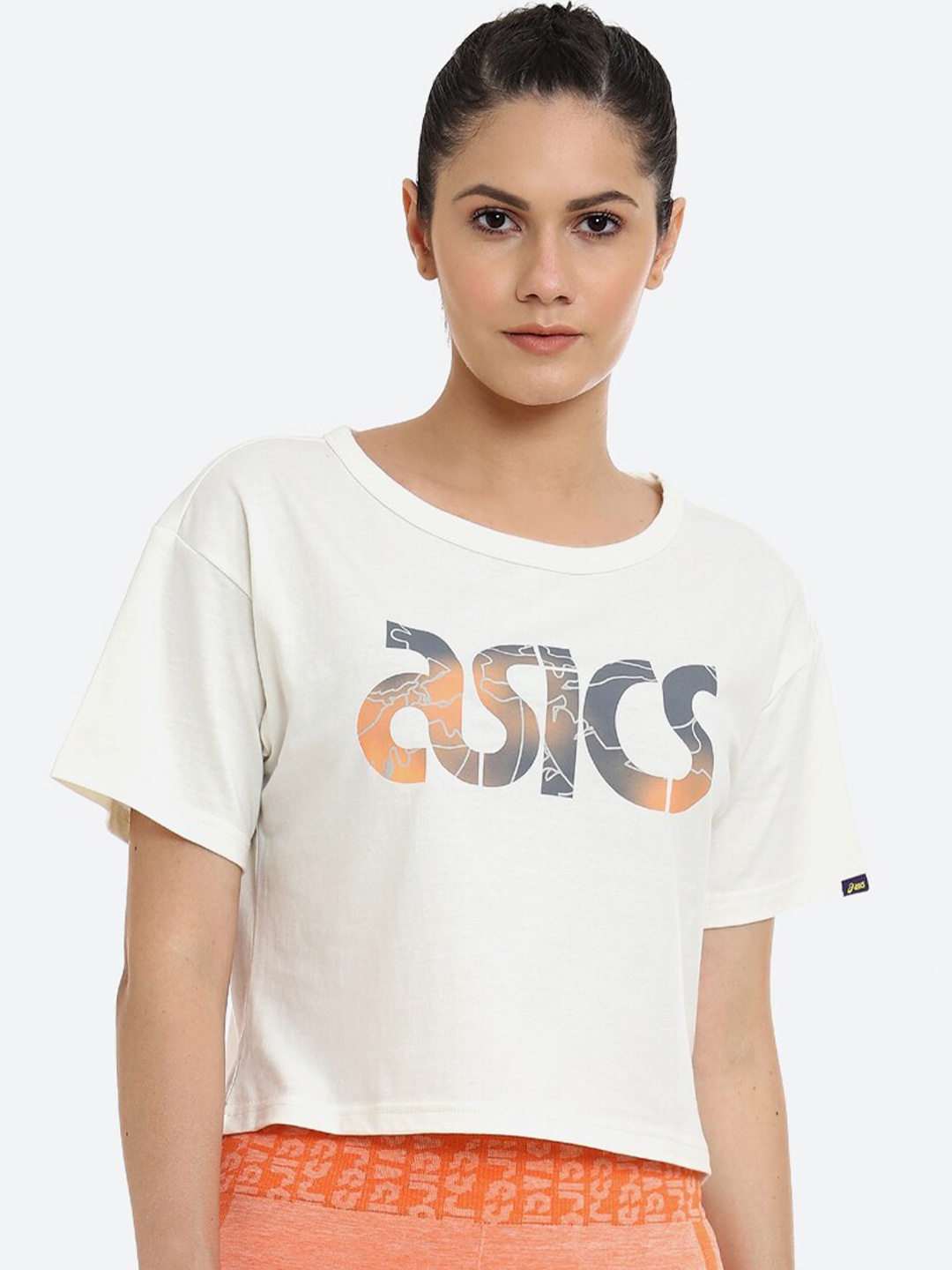

ASICS Women Jsy Gpx Cpd SS Typography Printed Applique Walking T-shirt, Cream