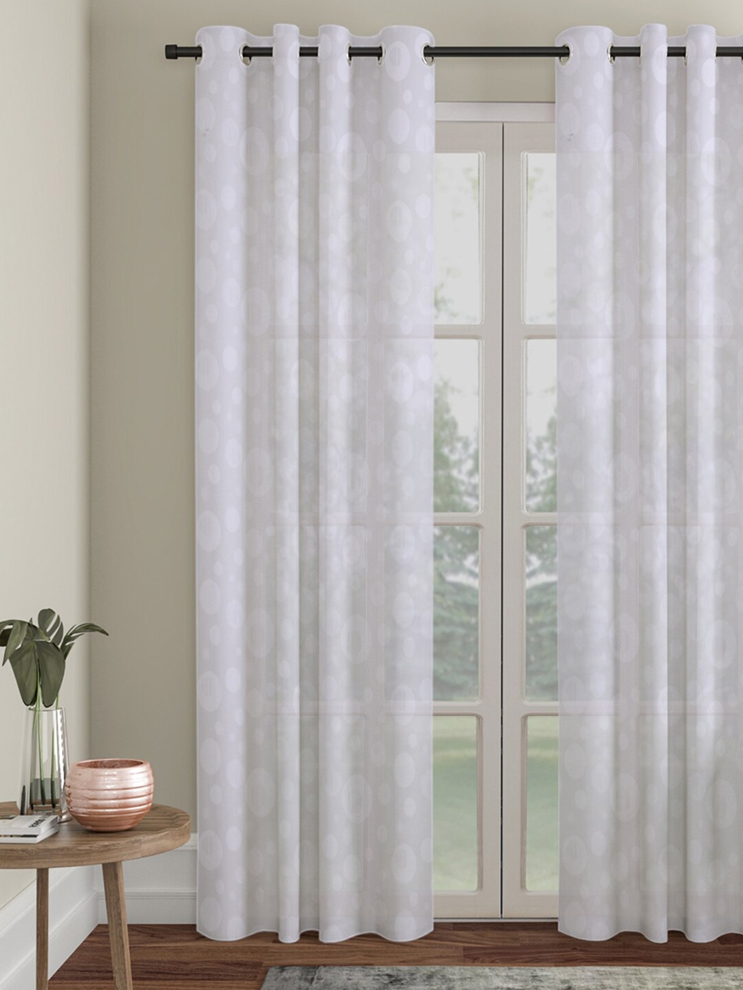 

HOSTA HOMES White Geometric Door Curtain