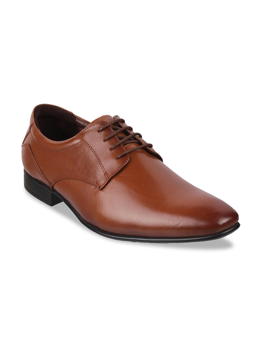 

Metro Men Tan Brown Solid Leather Formal Derbys