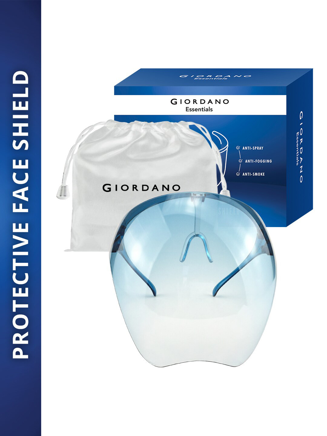 

GIORDANO Blue Solid Goggle-Style Face Shield With 180 Safety Coverage