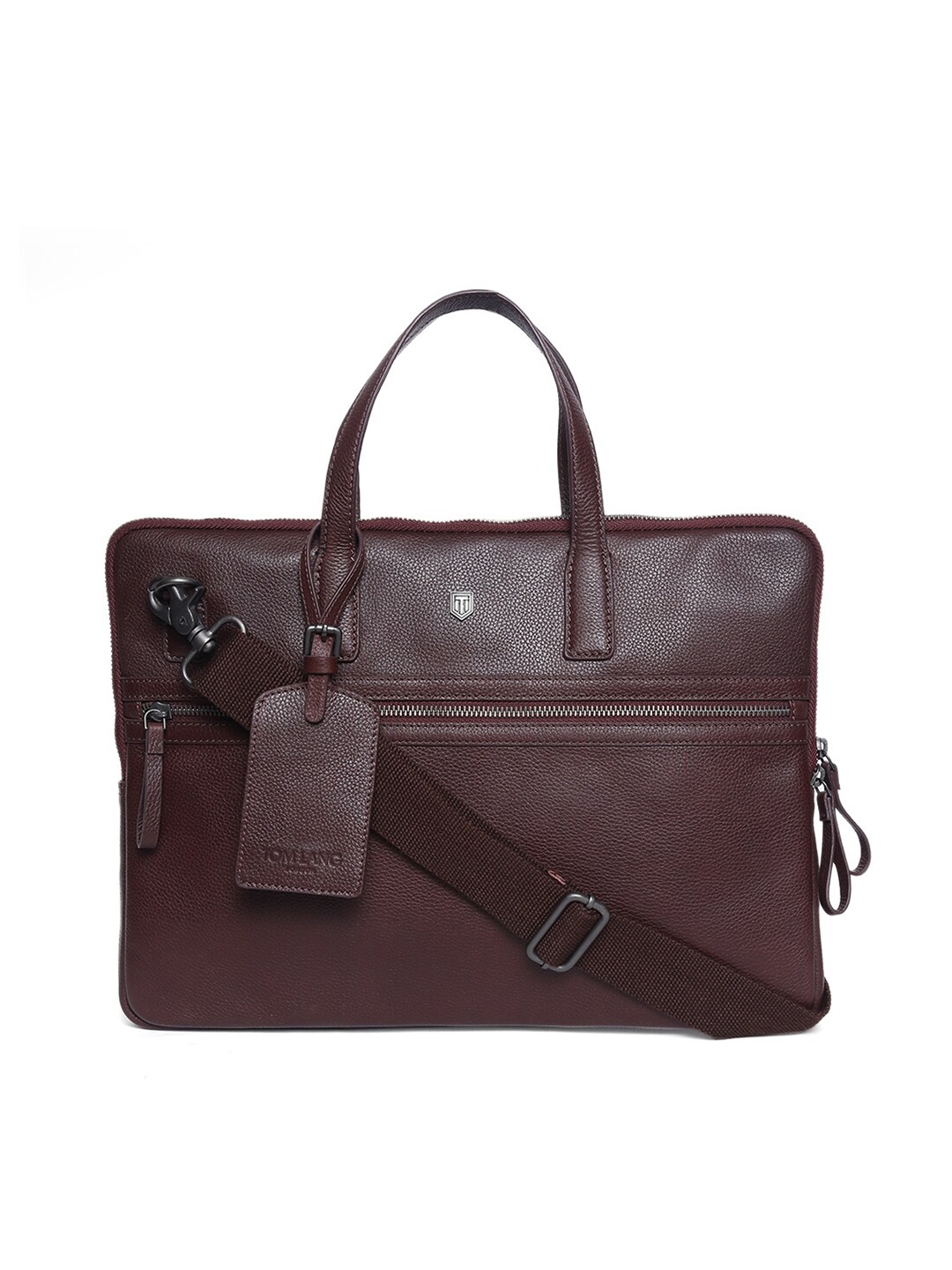 

TOM LANG LONDON Burgundy Textured Leather 16 Inch Laptop Bag